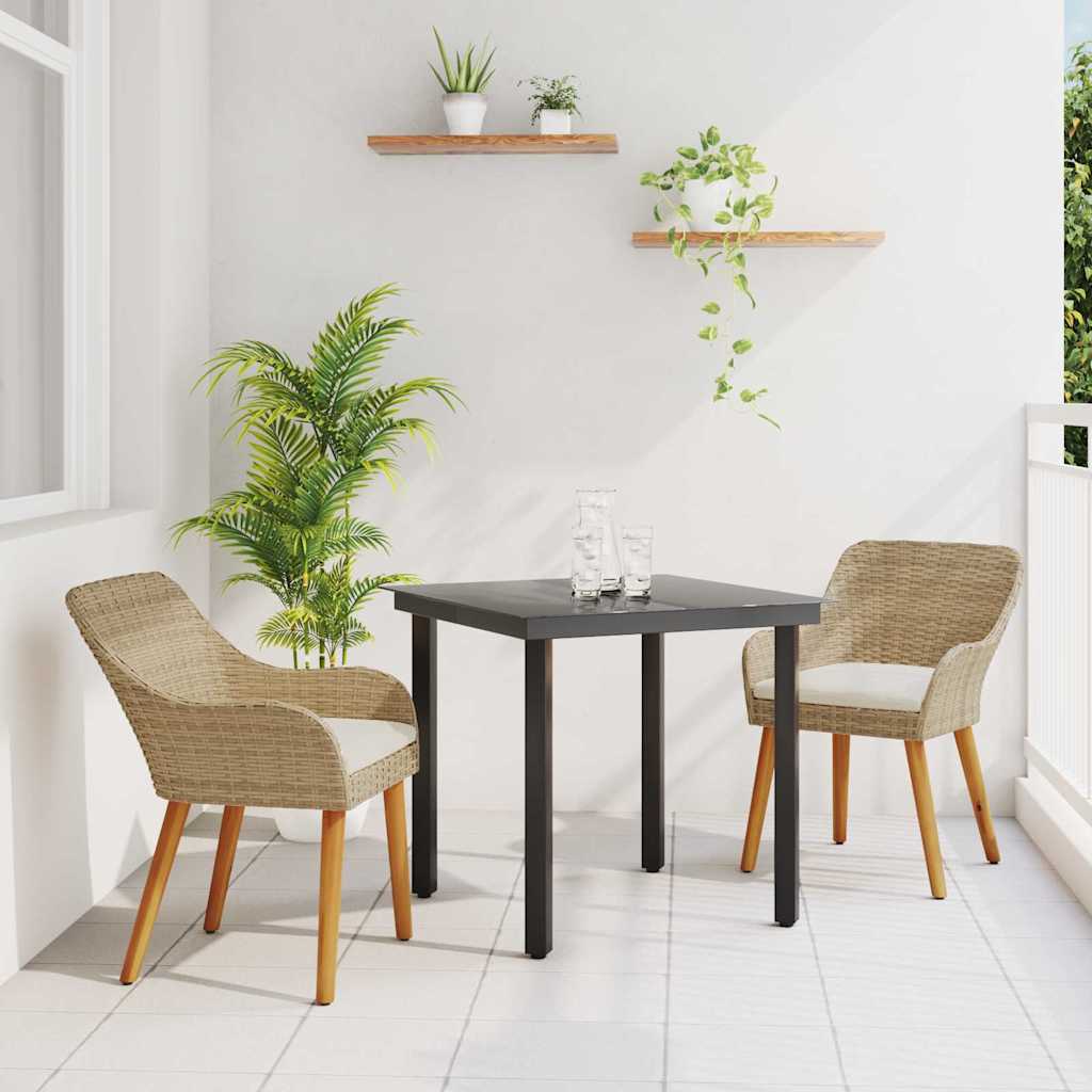 Ensemble de salle à manger pour jardin 3 pc Beige polyrotin - XIOS