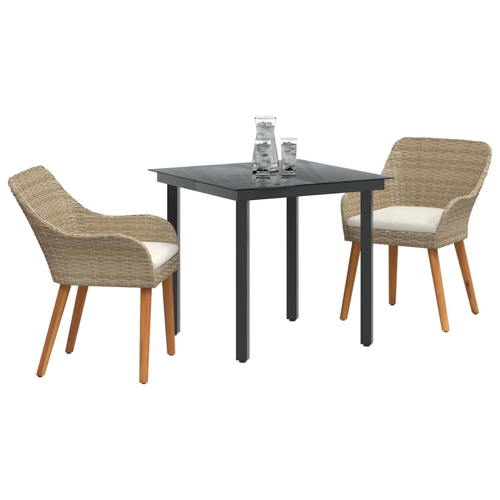 Ensemble de salle à manger pour jardin 3 pc Beige polyrotin - XIOS