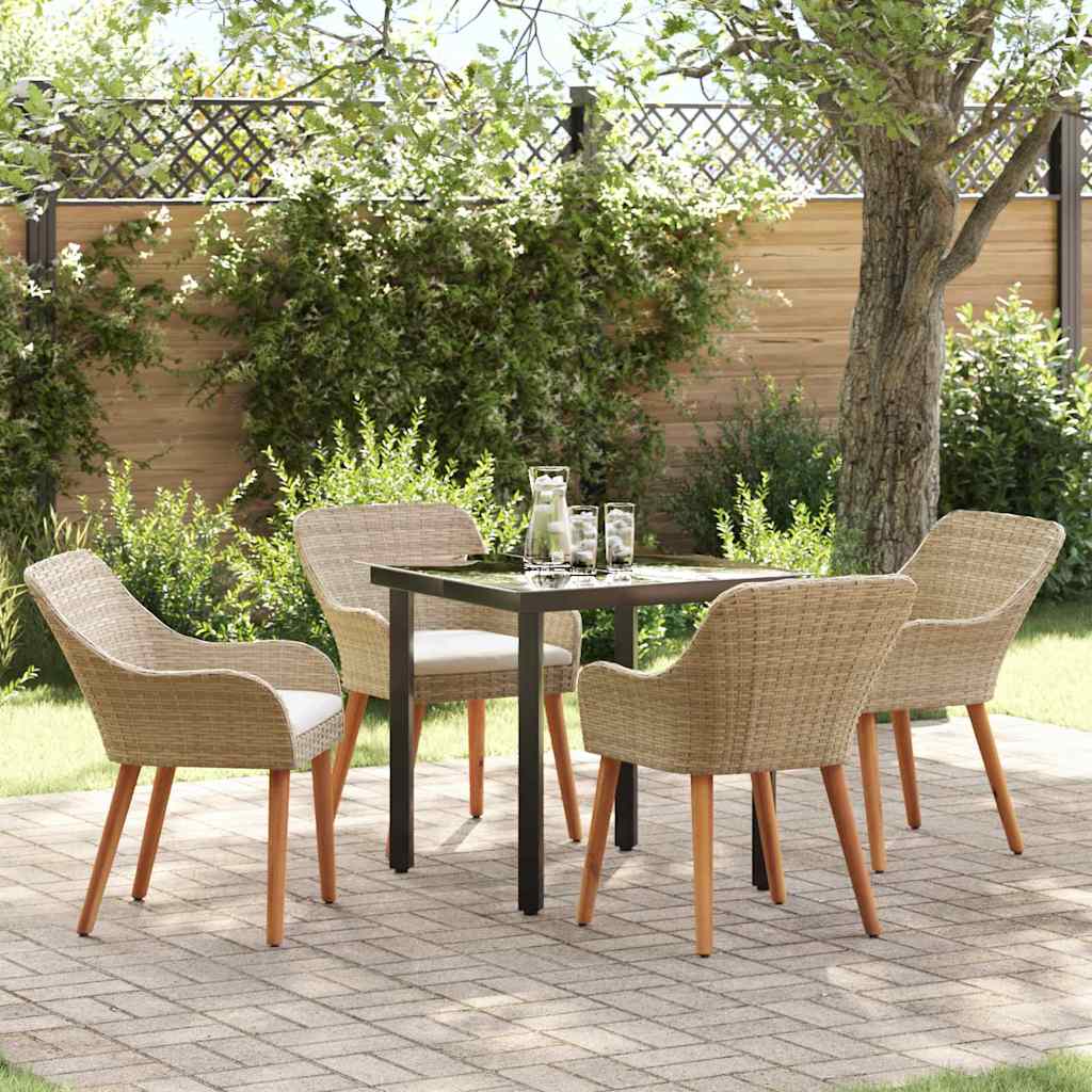 Ensemble de salle à manger pour jardin 5 pc Beige polyrotin - XIOS