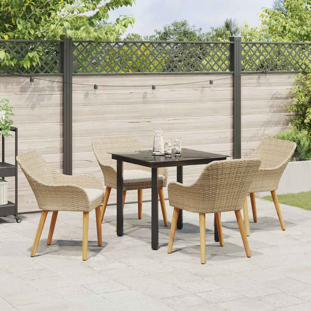 Ensemble de salle à manger pour jardin 5 pc Beige polyrotin - XIOS