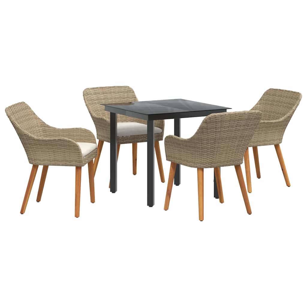 Ensemble de salle à manger pour jardin 5 pc Beige polyrotin - XIOS