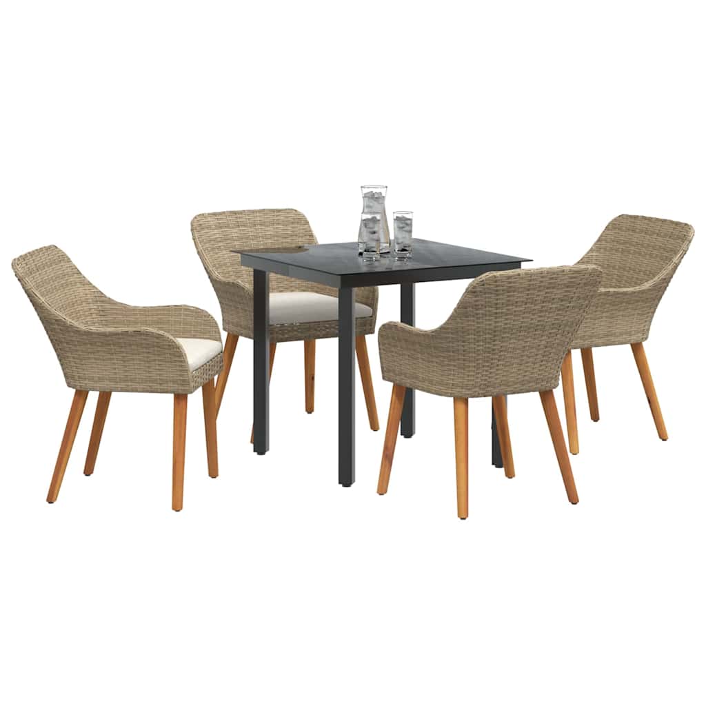 Ensemble de salle à manger pour jardin 5 pc Beige polyrotin - XIOS