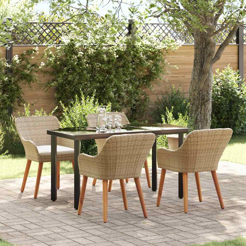 Ensemble de salle à manger pour jardin 5 pc Beige polyrotin - XIOS