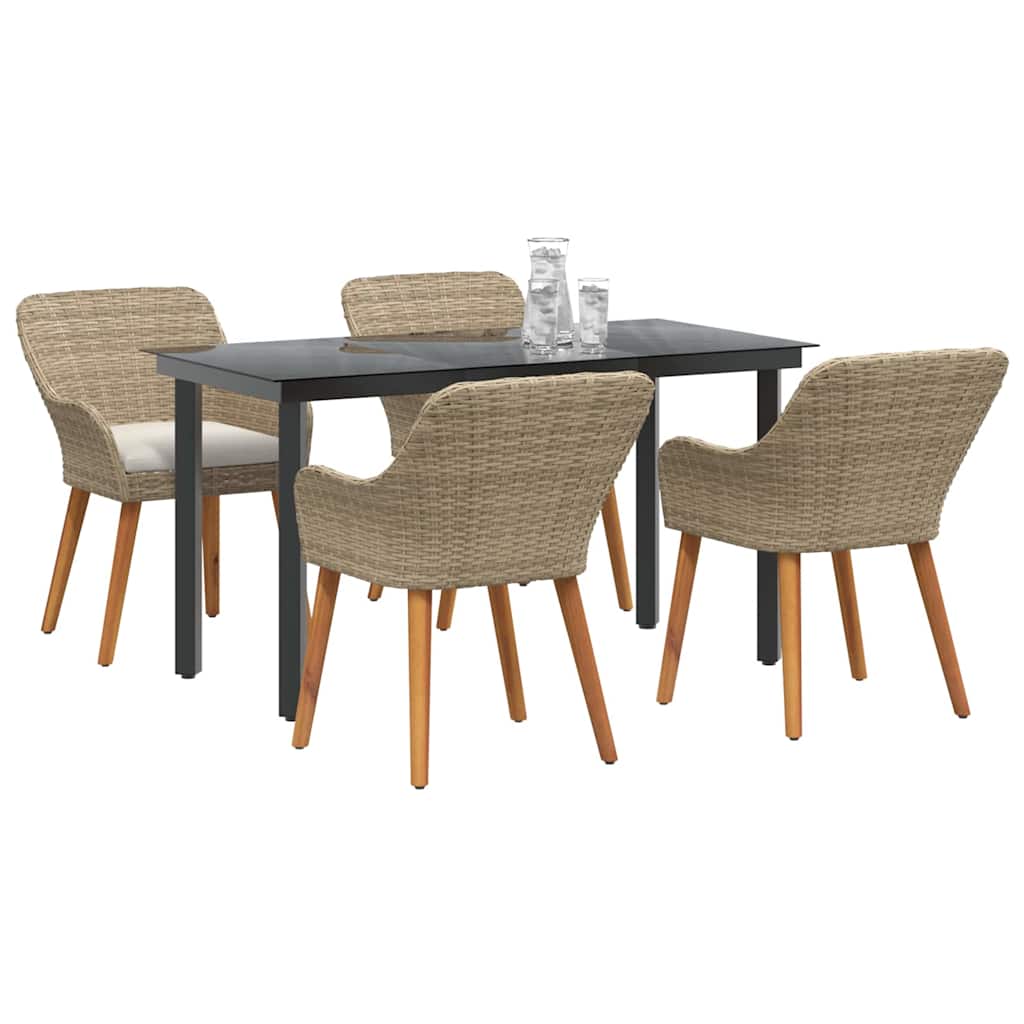Ensemble de salle à manger pour jardin 5 pc Beige polyrotin - XIOS