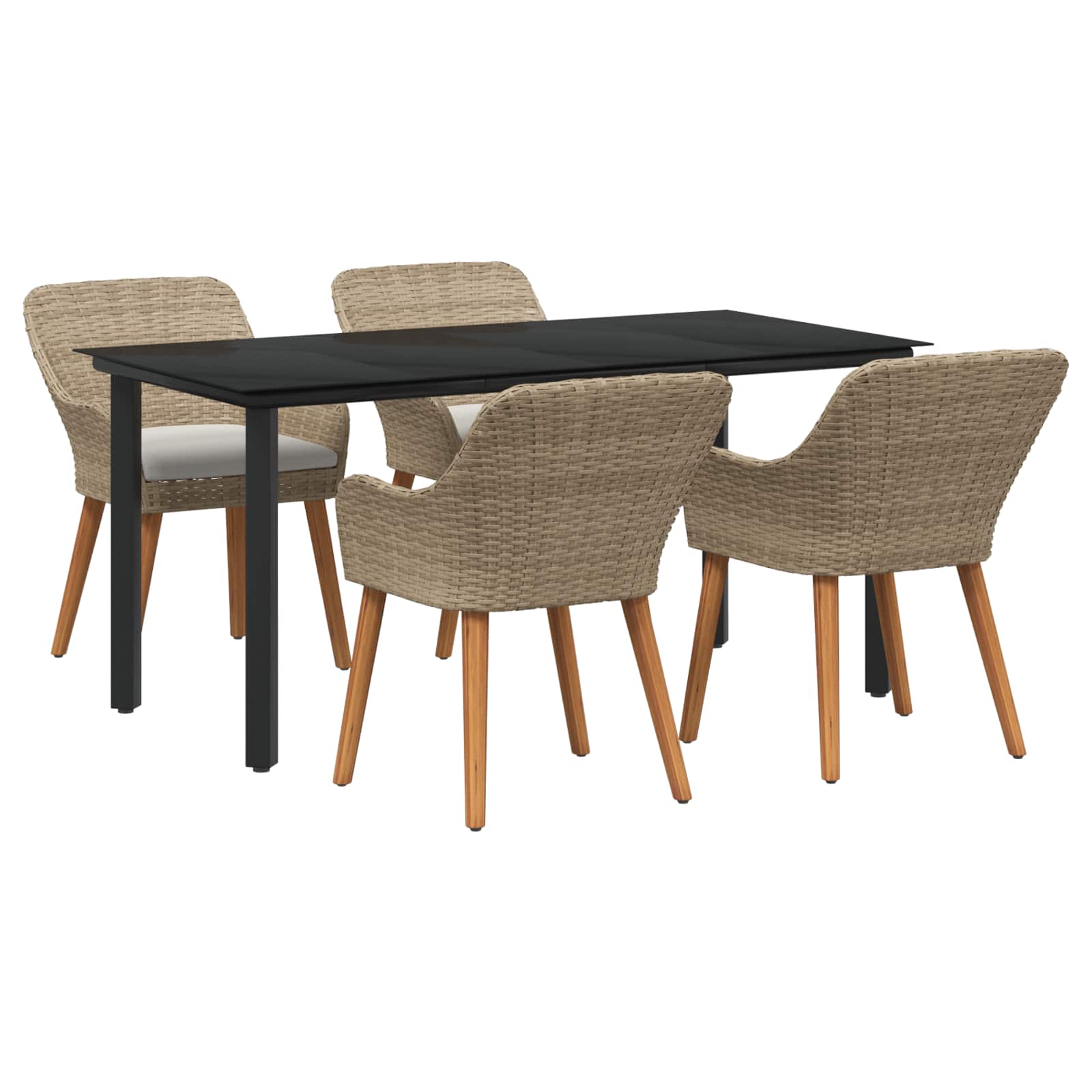 Ensemble de salle à manger pour jardin 5 pc Beige polyrotin - XIOS