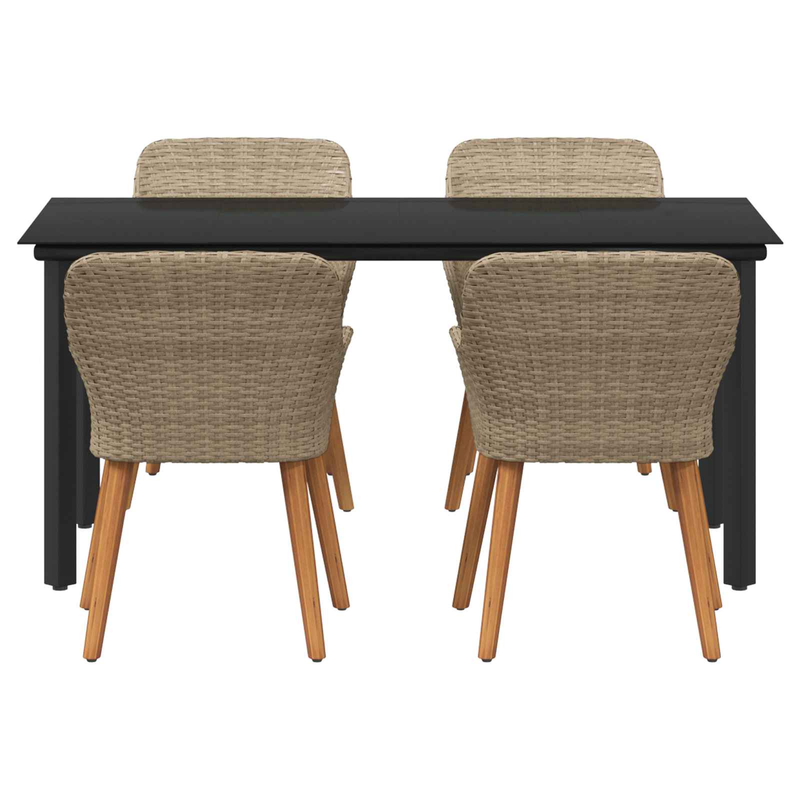 Ensemble de salle à manger pour jardin 5 pcs Beige polyrotin