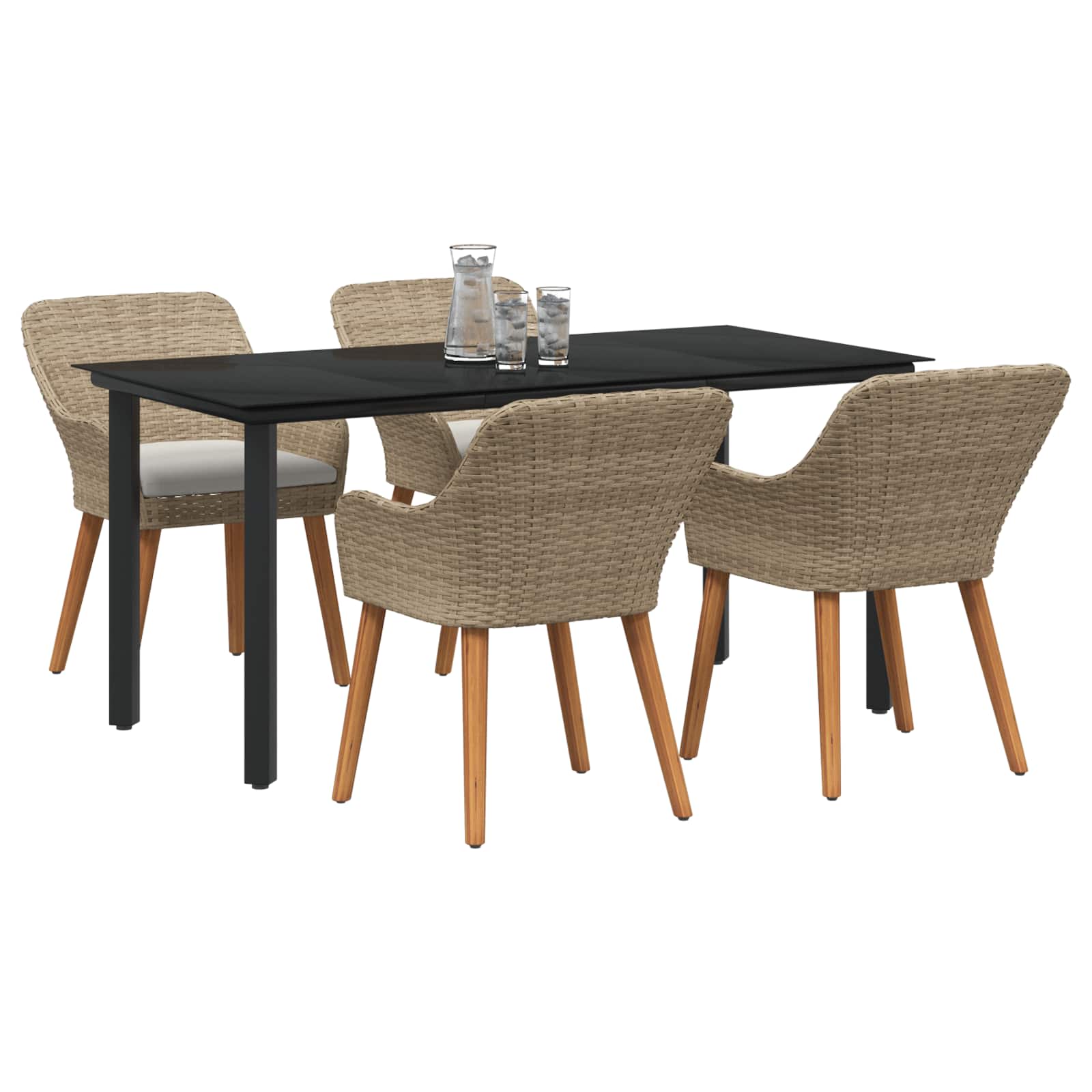 Ensemble de salle à manger pour jardin 5 pc Beige polyrotin - XIOS