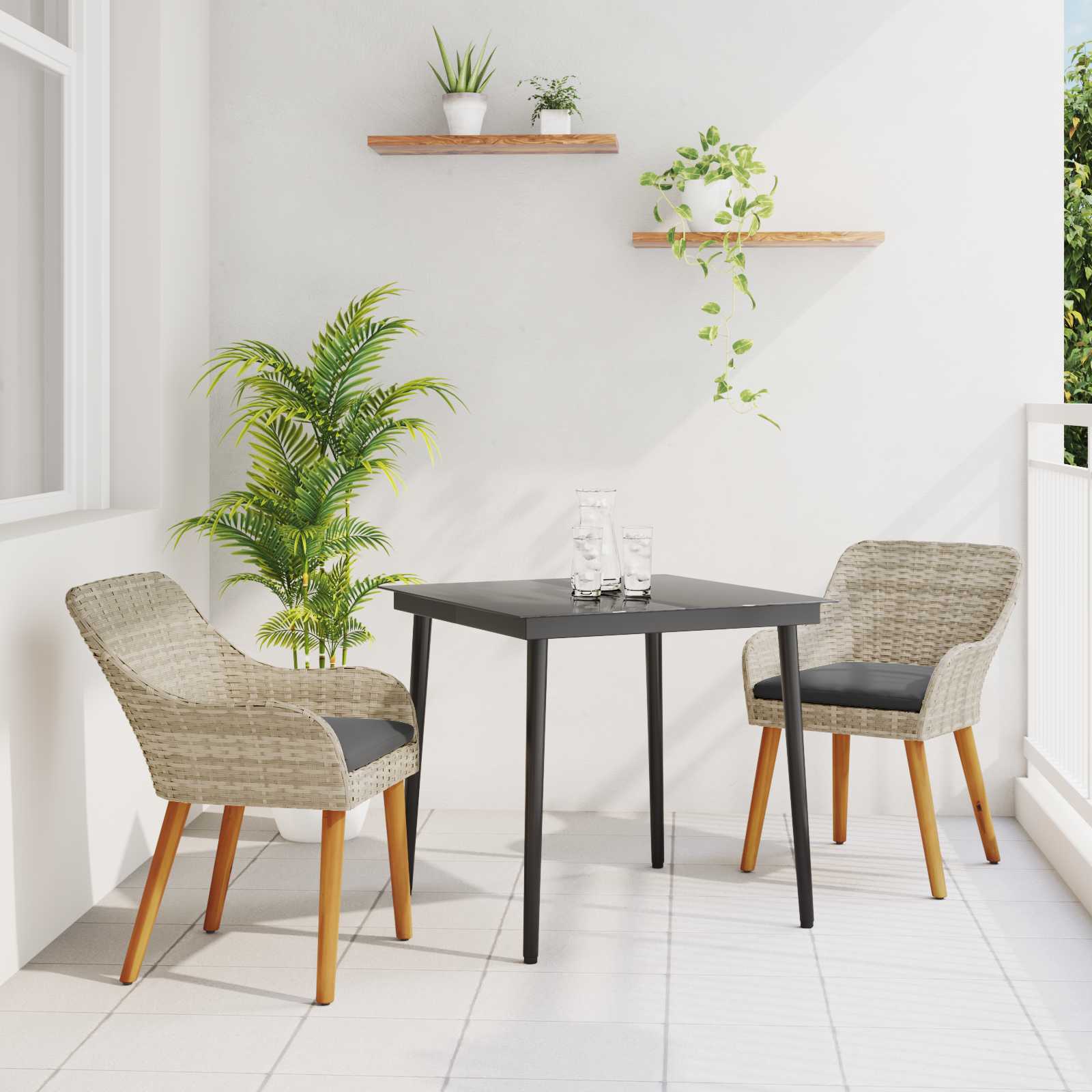 Ensemble de salle à manger pour jardin 3 pc Gris clair - XIOS