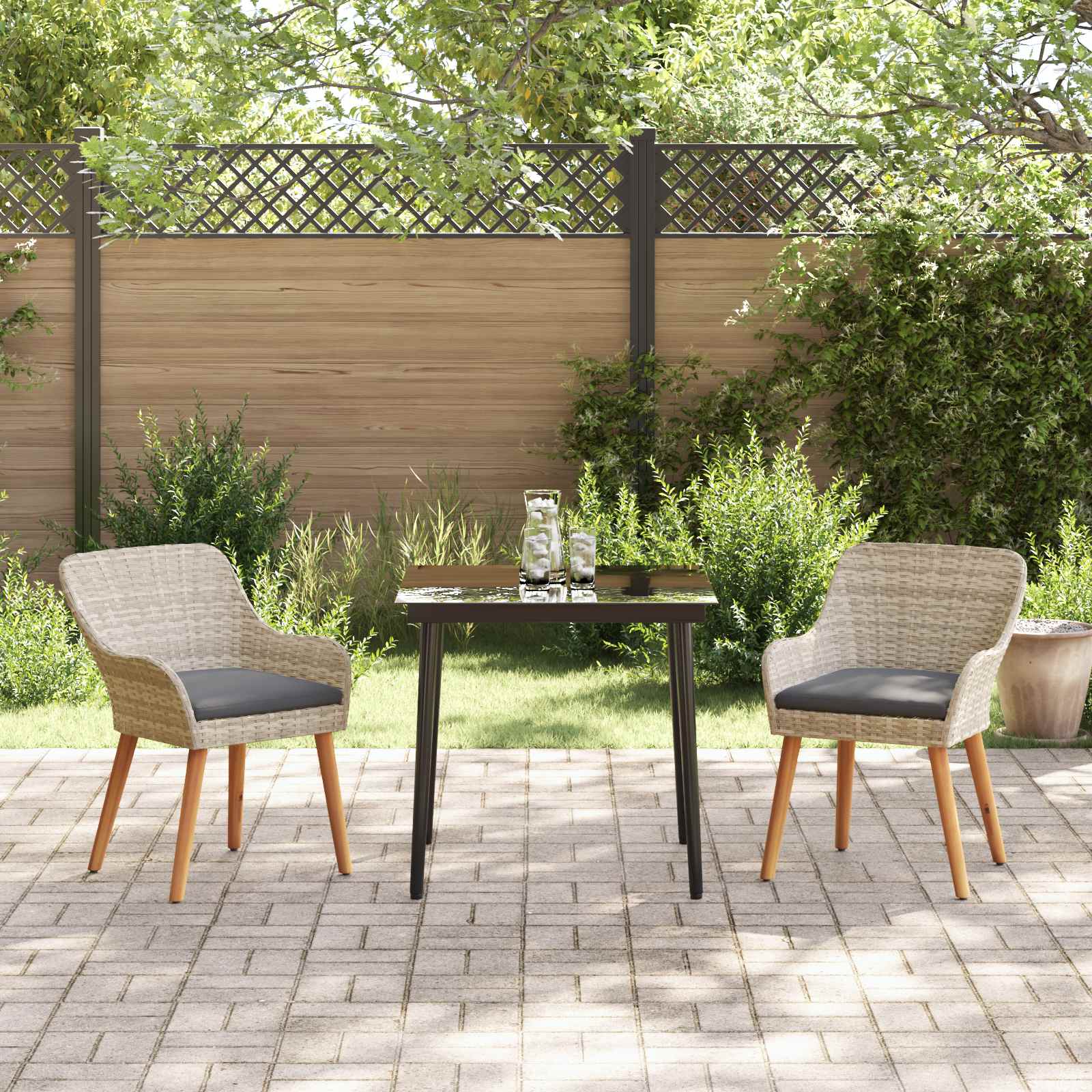 Ensemble de salle à manger pour jardin 3 pc Gris clair - XIOS