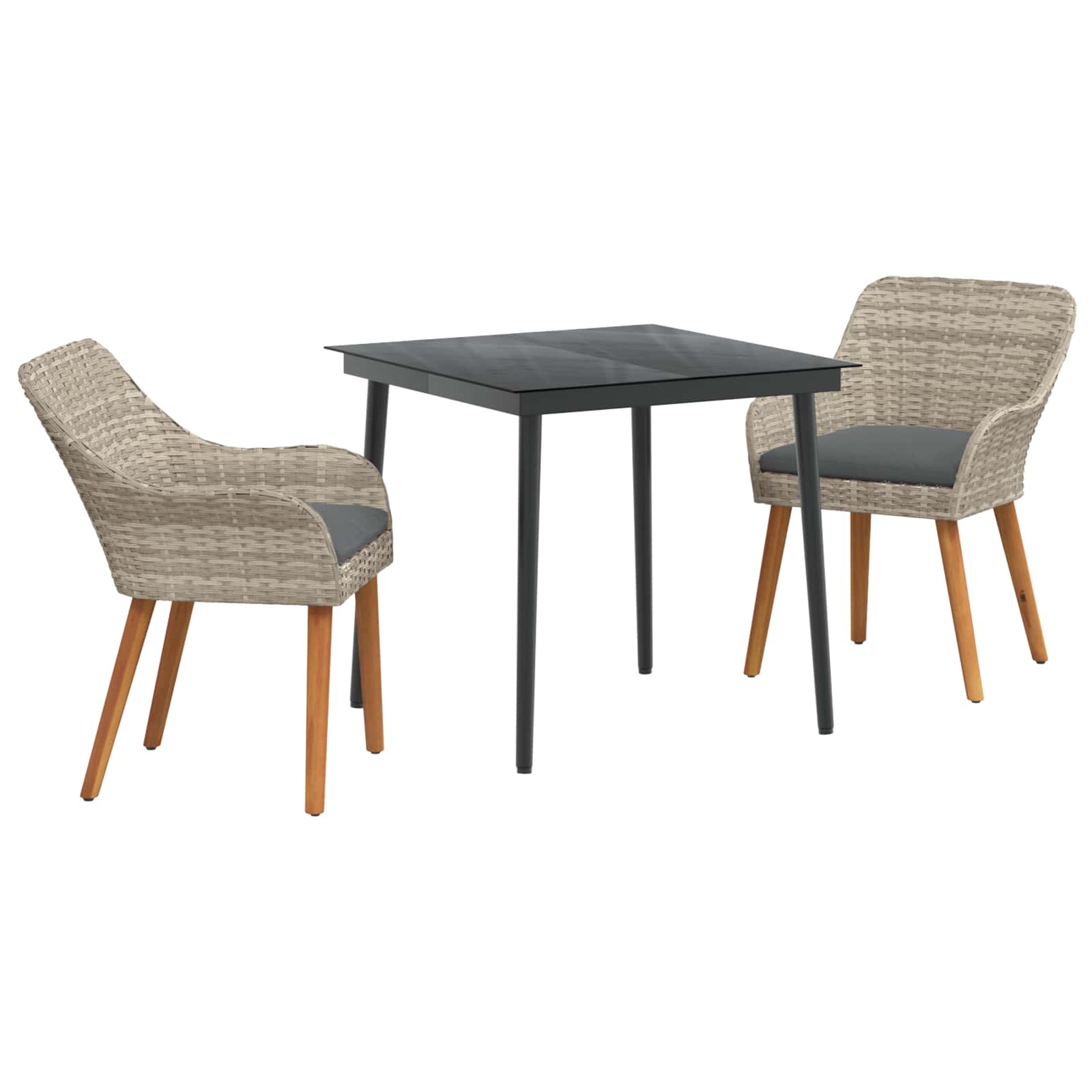 Ensemble de salle à manger pour jardin 3 pcs Gris clair
