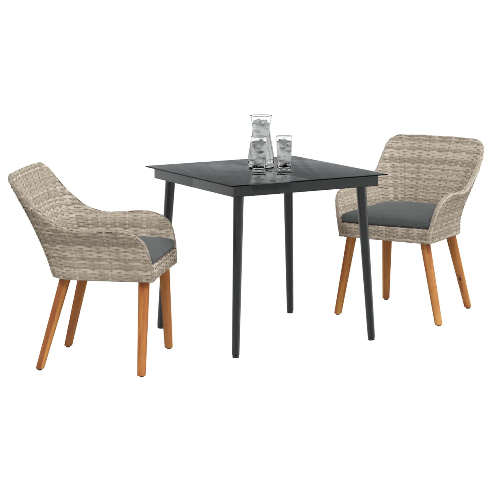 Ensemble de salle à manger pour jardin 3 pcs Gris clair