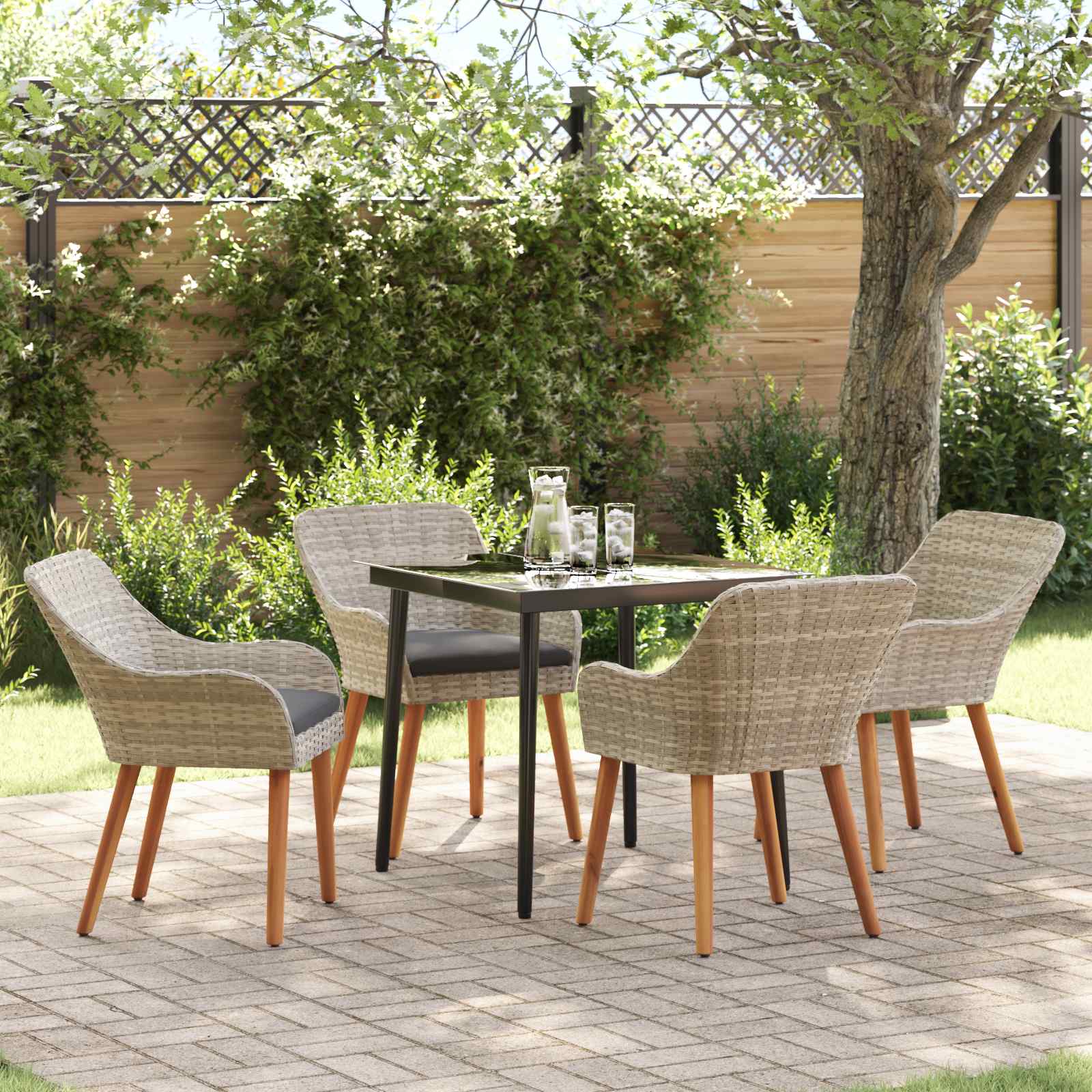 Ensemble de salle à manger pour jardin 5 pc Gris clair - XIOS