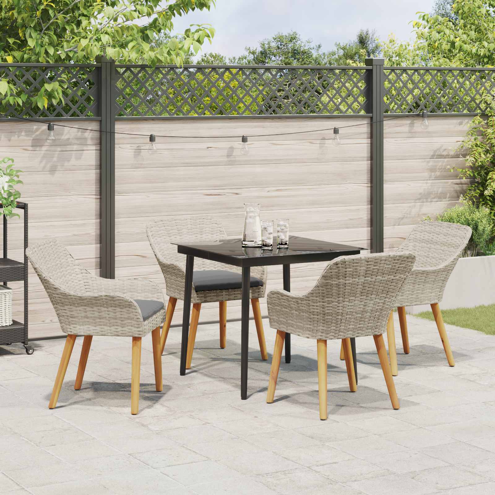 Ensemble de salle à manger pour jardin 5 pc Gris clair - XIOS