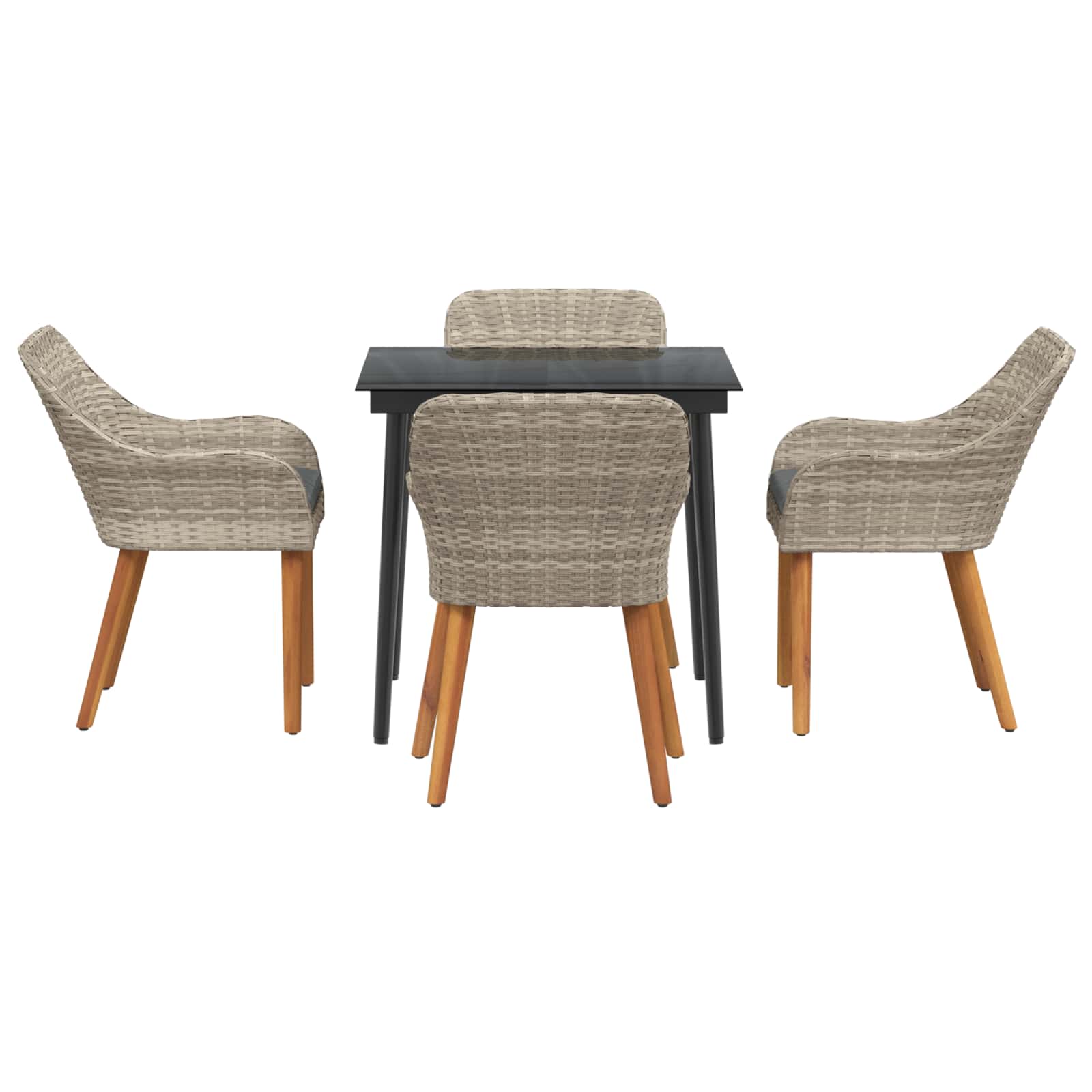 Ensemble de salle à manger pour jardin 5 pcs Gris clair
