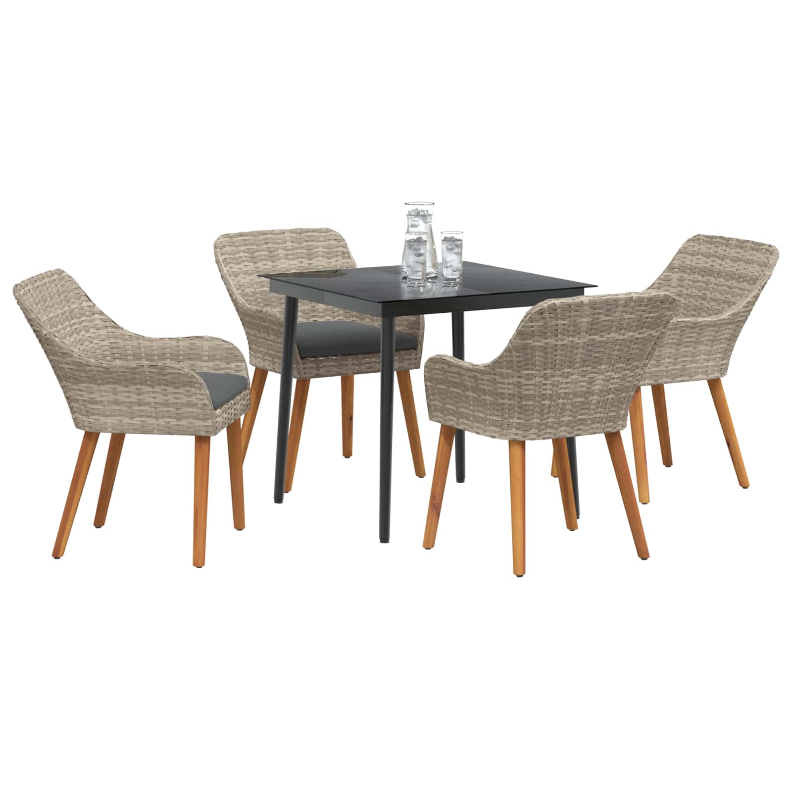 Ensemble de salle à manger pour jardin 5 pcs Gris clair