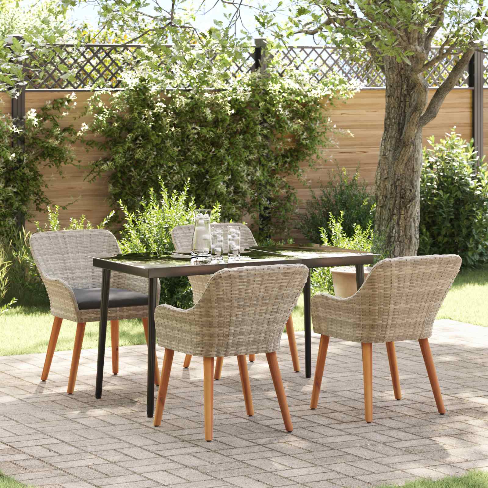 Ensemble de salle à manger pour jardin 5 pc Gris clair - XIOS