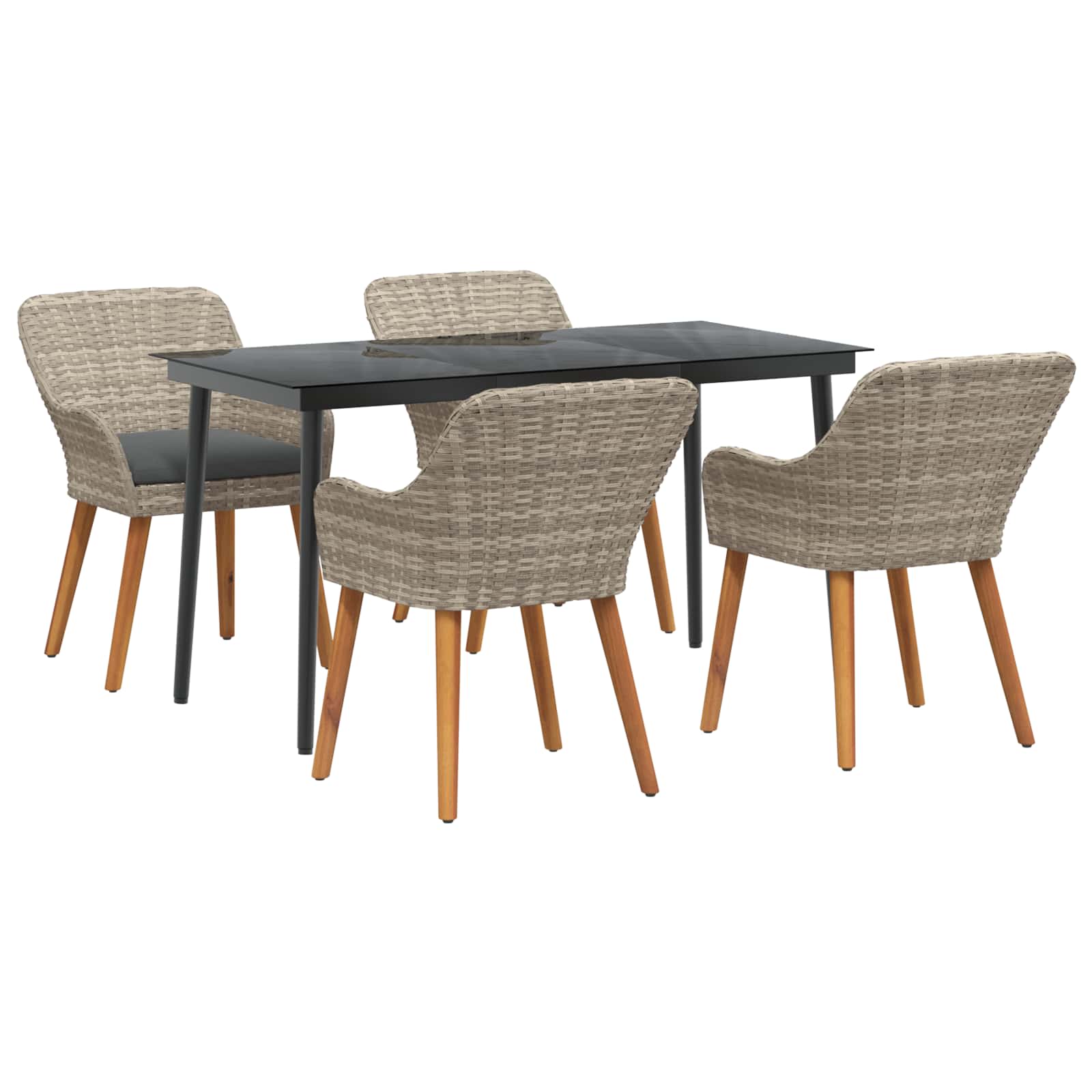 Ensemble de salle à manger pour jardin 5 pcs Gris clair