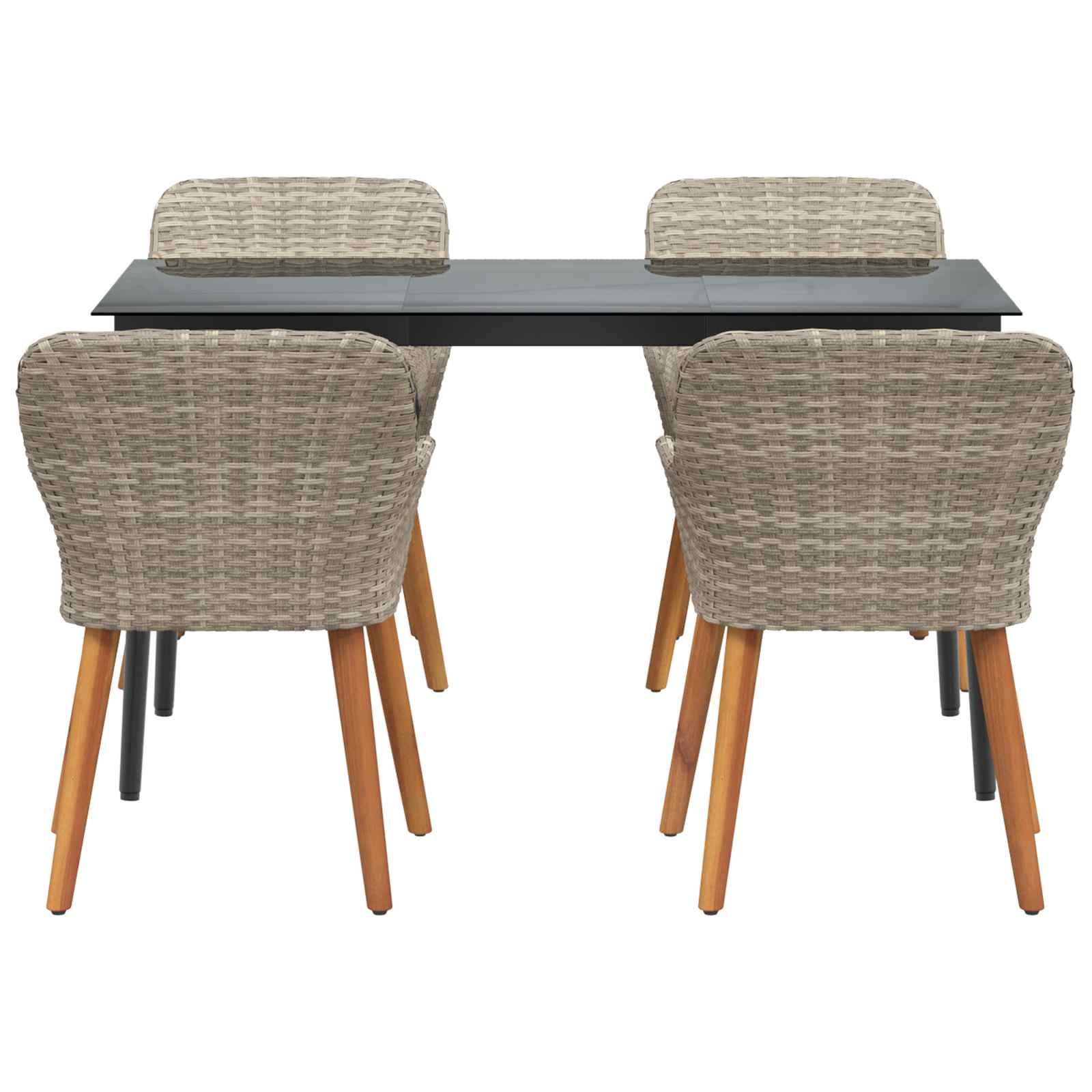 Ensemble de salle à manger pour jardin 5 pcs Gris clair