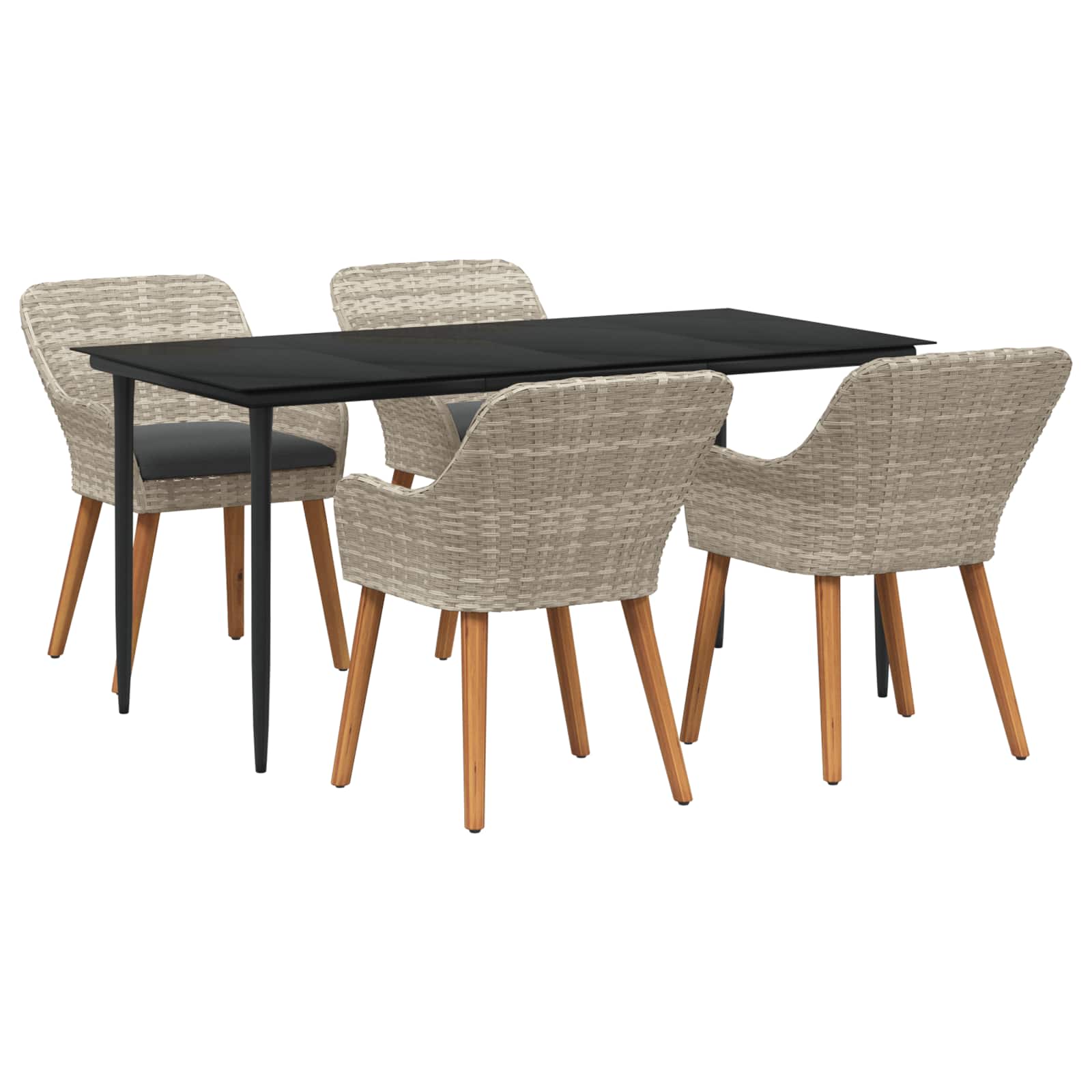 Ensemble de salle à manger pour jardin 5 pc Gris clair - XIOS