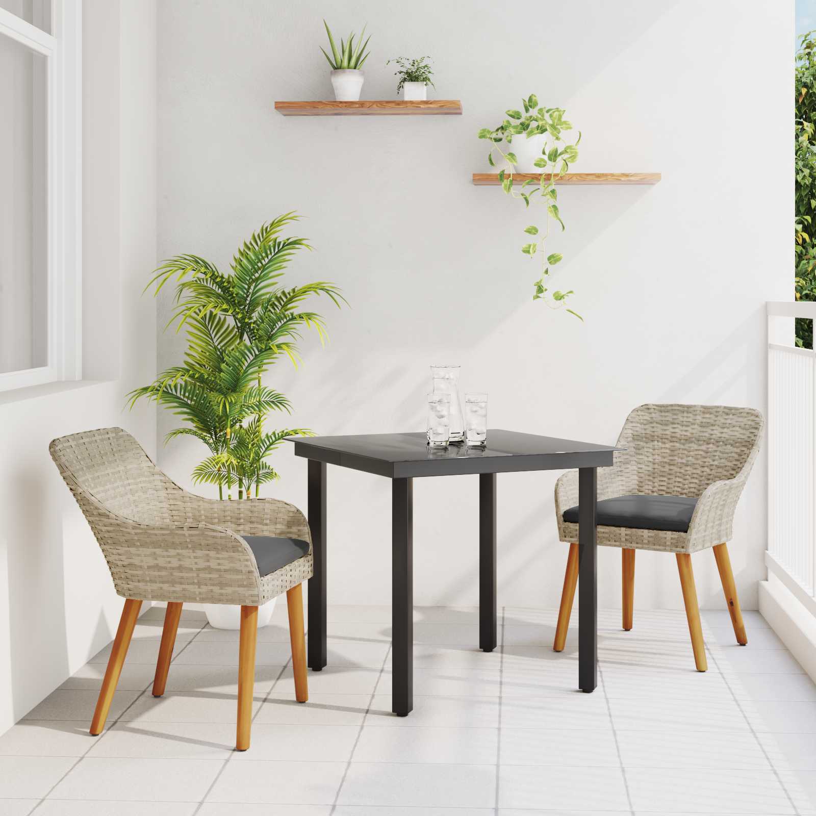 Ensemble de salle à manger pour jardin 3 pc Gris clair - XIOS