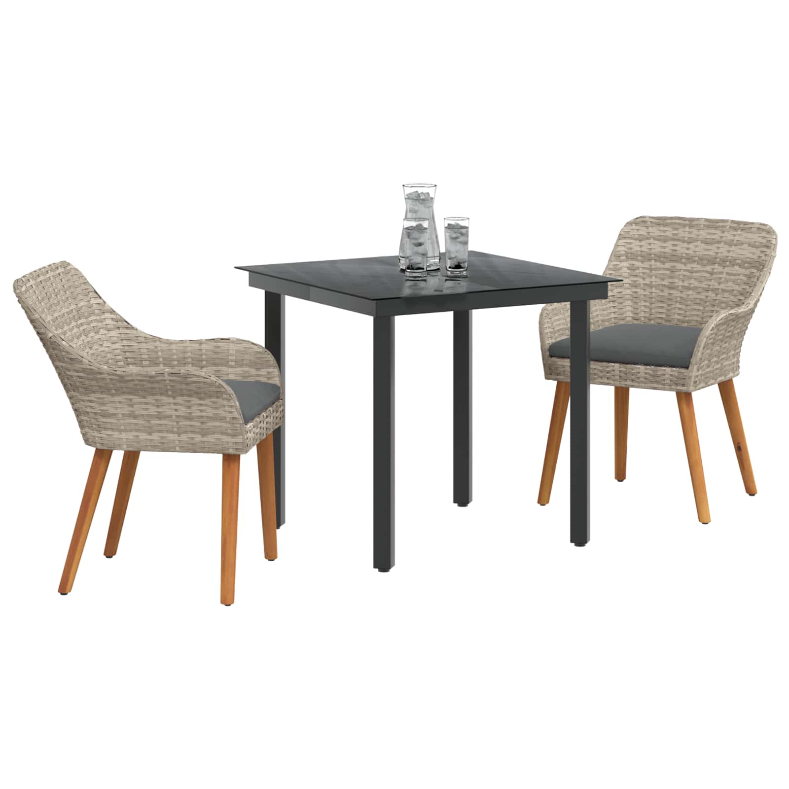 Ensemble de salle à manger pour jardin 3 pcs Gris clair