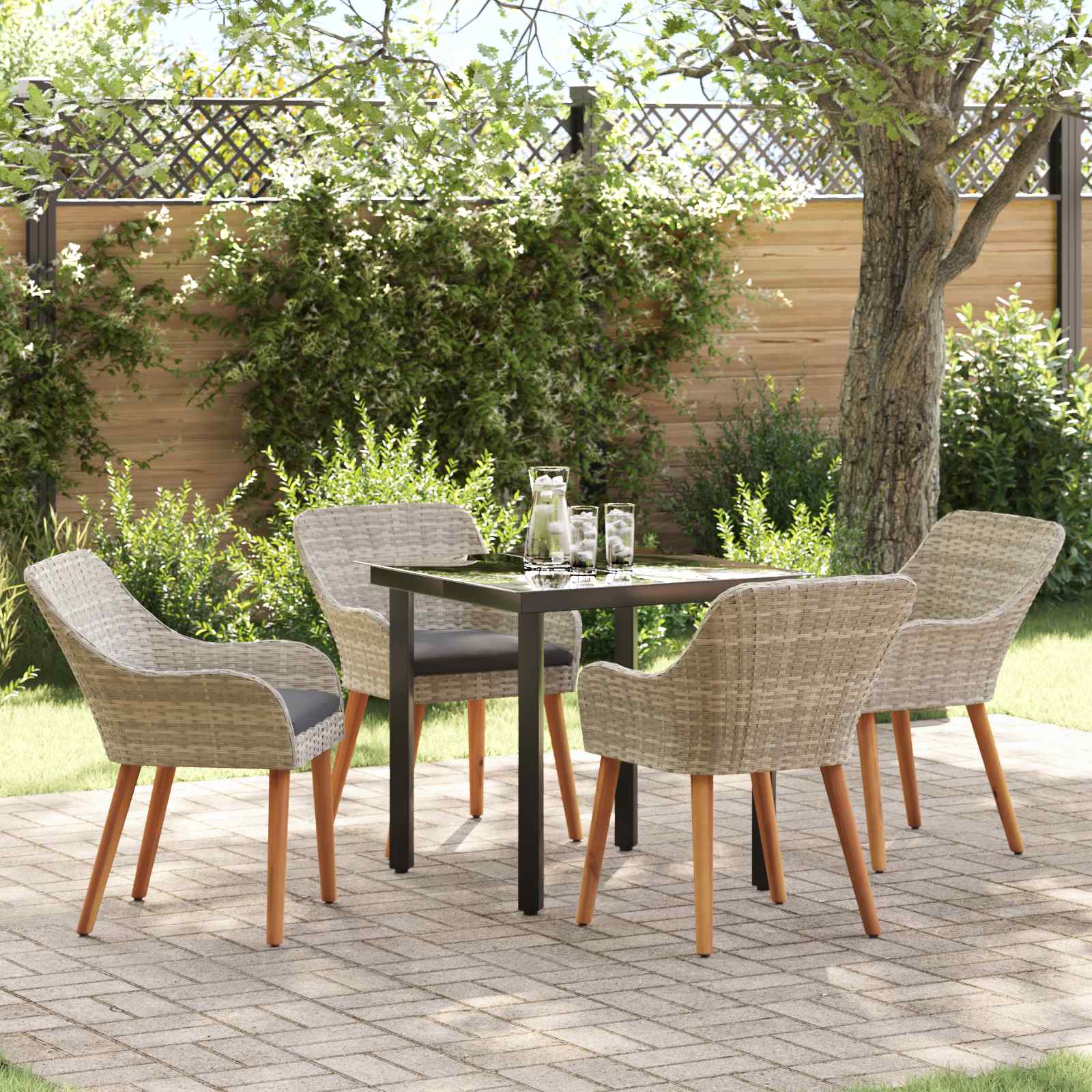 Ensemble de salle à manger pour jardin 5 pc Gris clair - XIOS