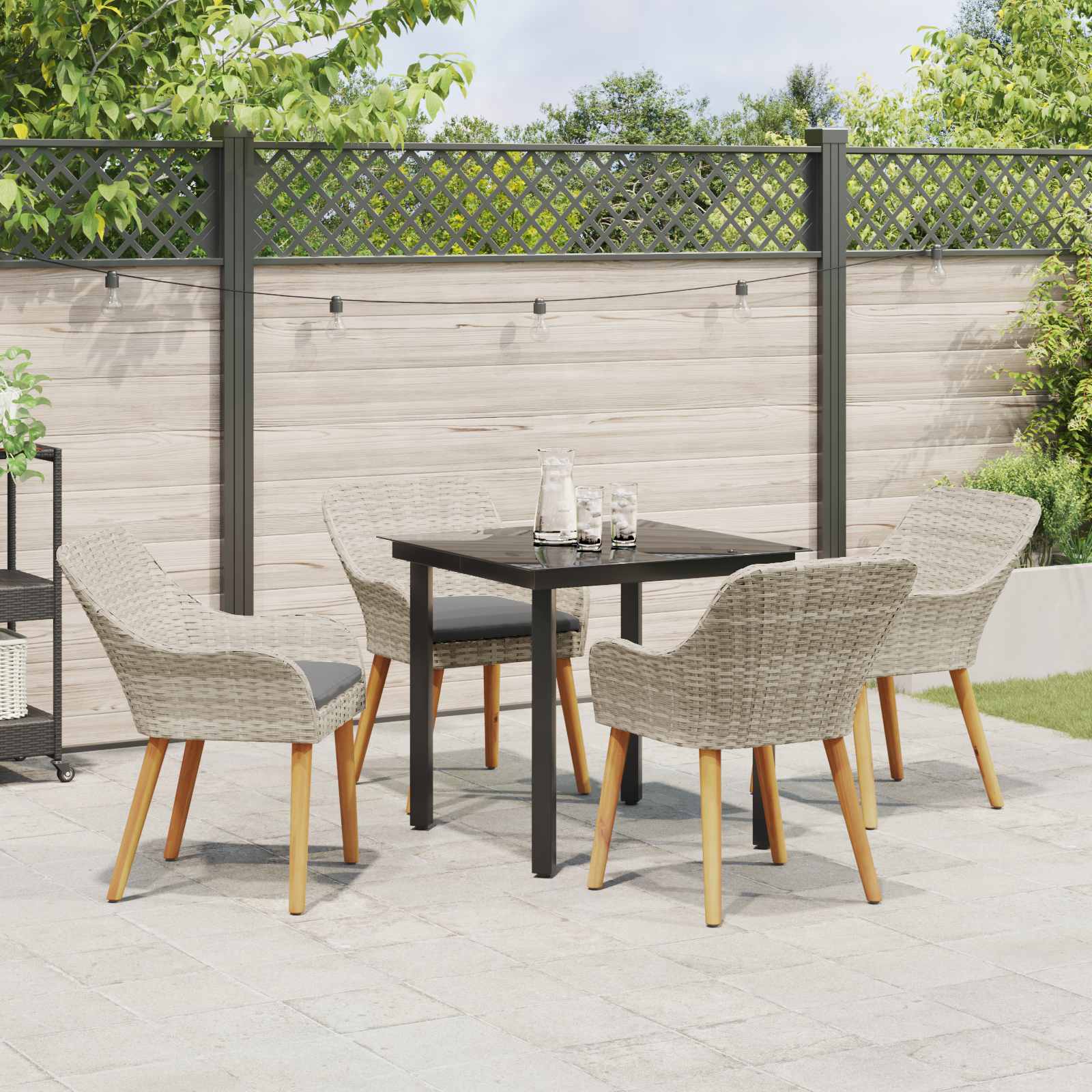 Ensemble de salle à manger pour jardin 5 pc Gris clair - XIOS