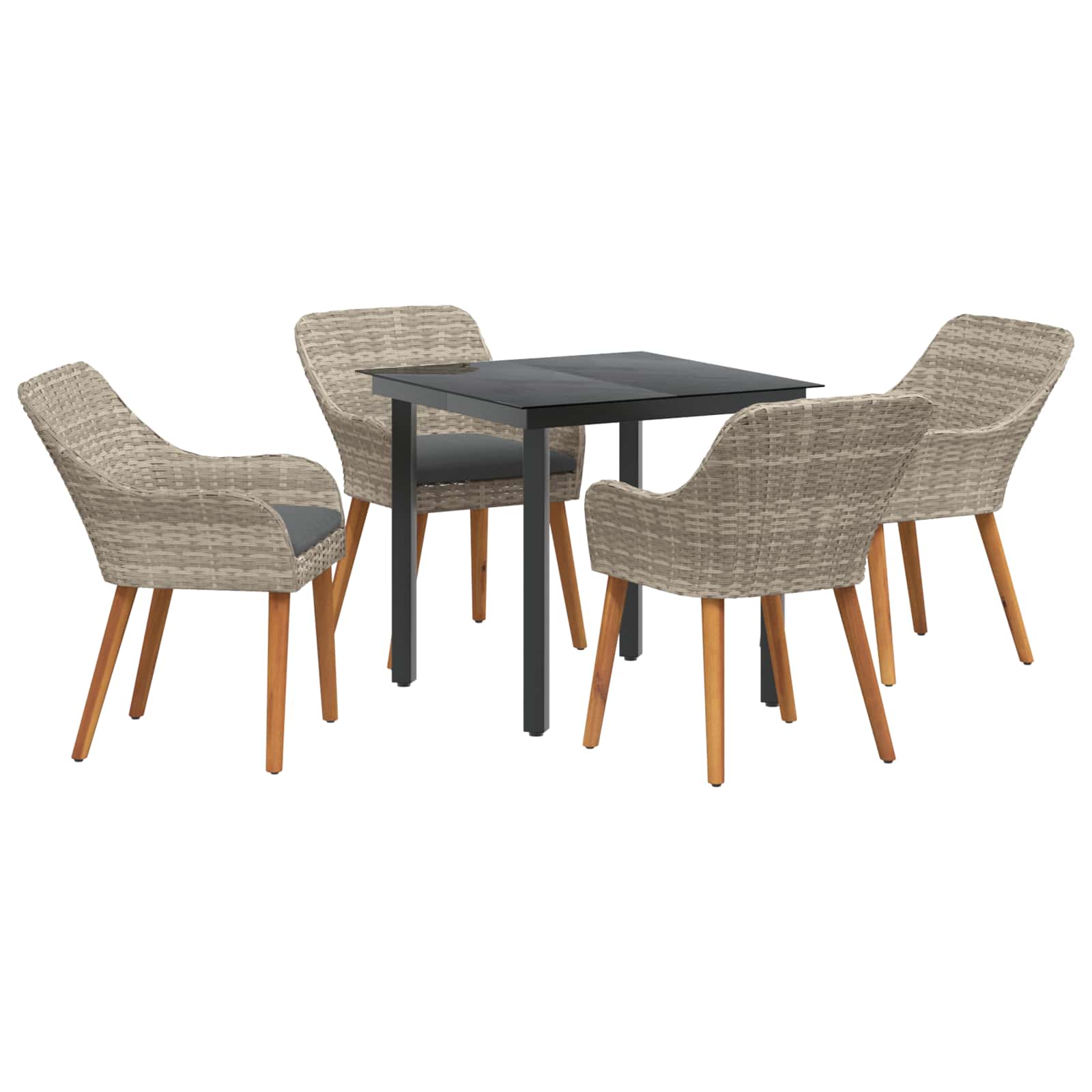 Ensemble de salle à manger pour jardin 5 pcs Gris clair