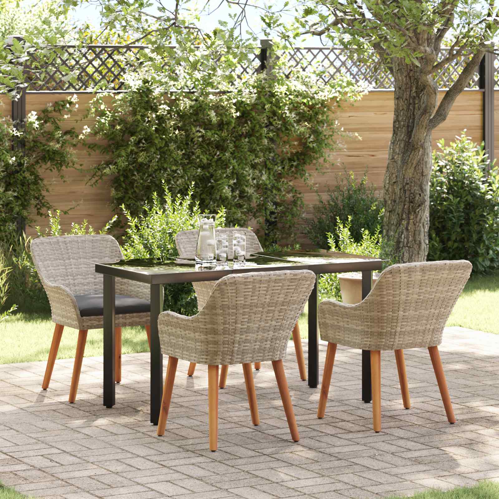 Ensemble de salle à manger pour jardin 5 pc Gris clair - XIOS