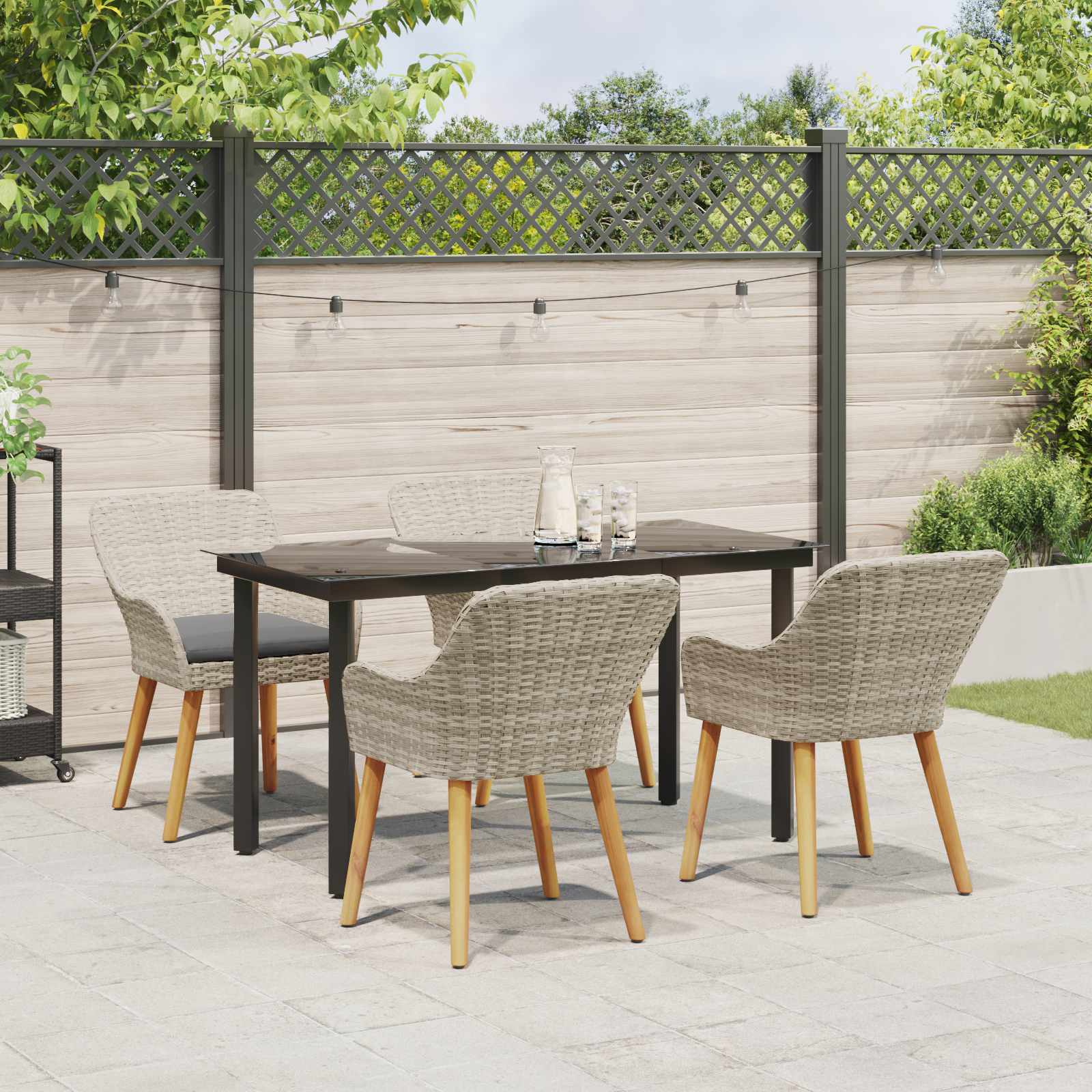 Ensemble de salle à manger pour jardin 5 pc Gris clair - XIOS