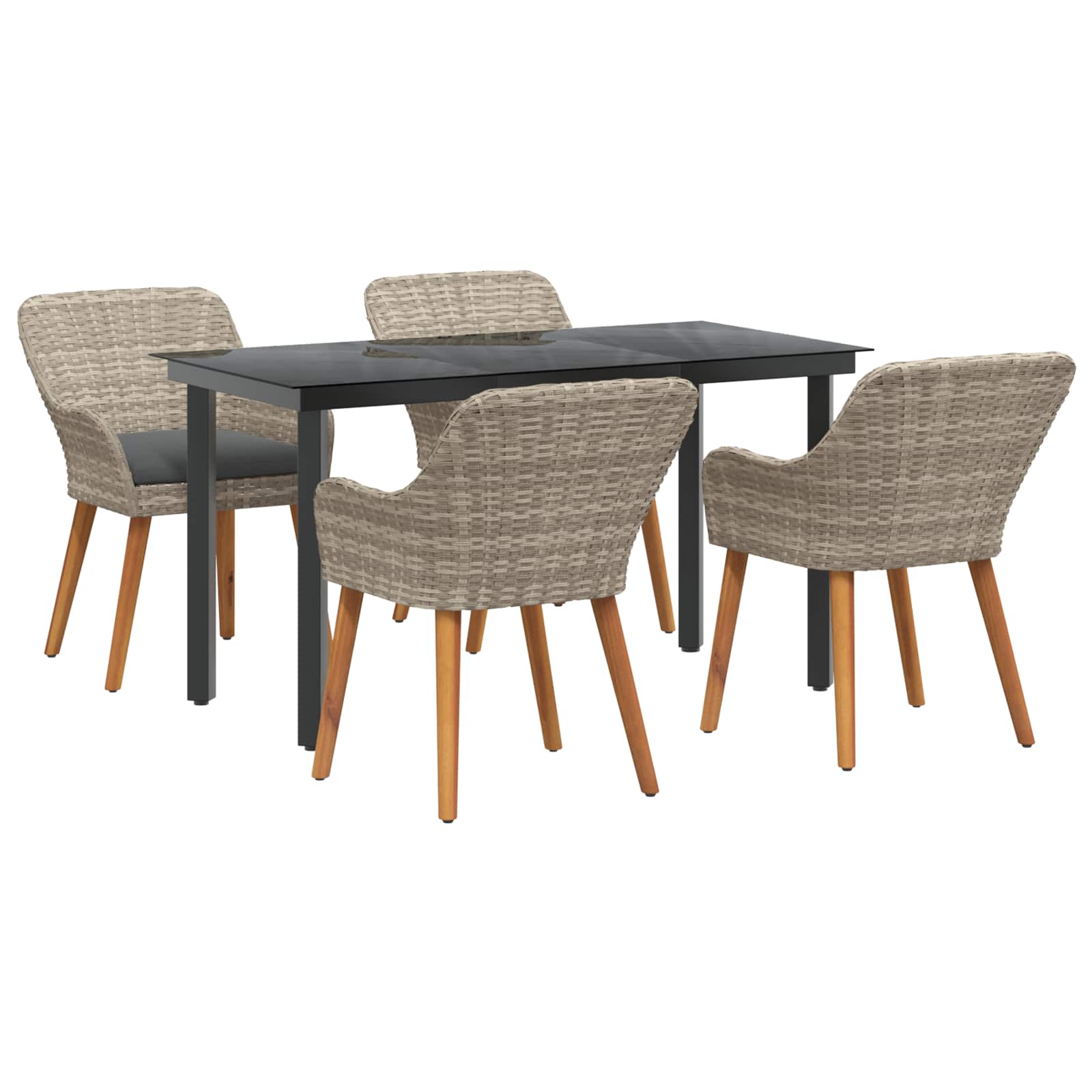 Ensemble de salle à manger pour jardin 5 pcs Gris clair
