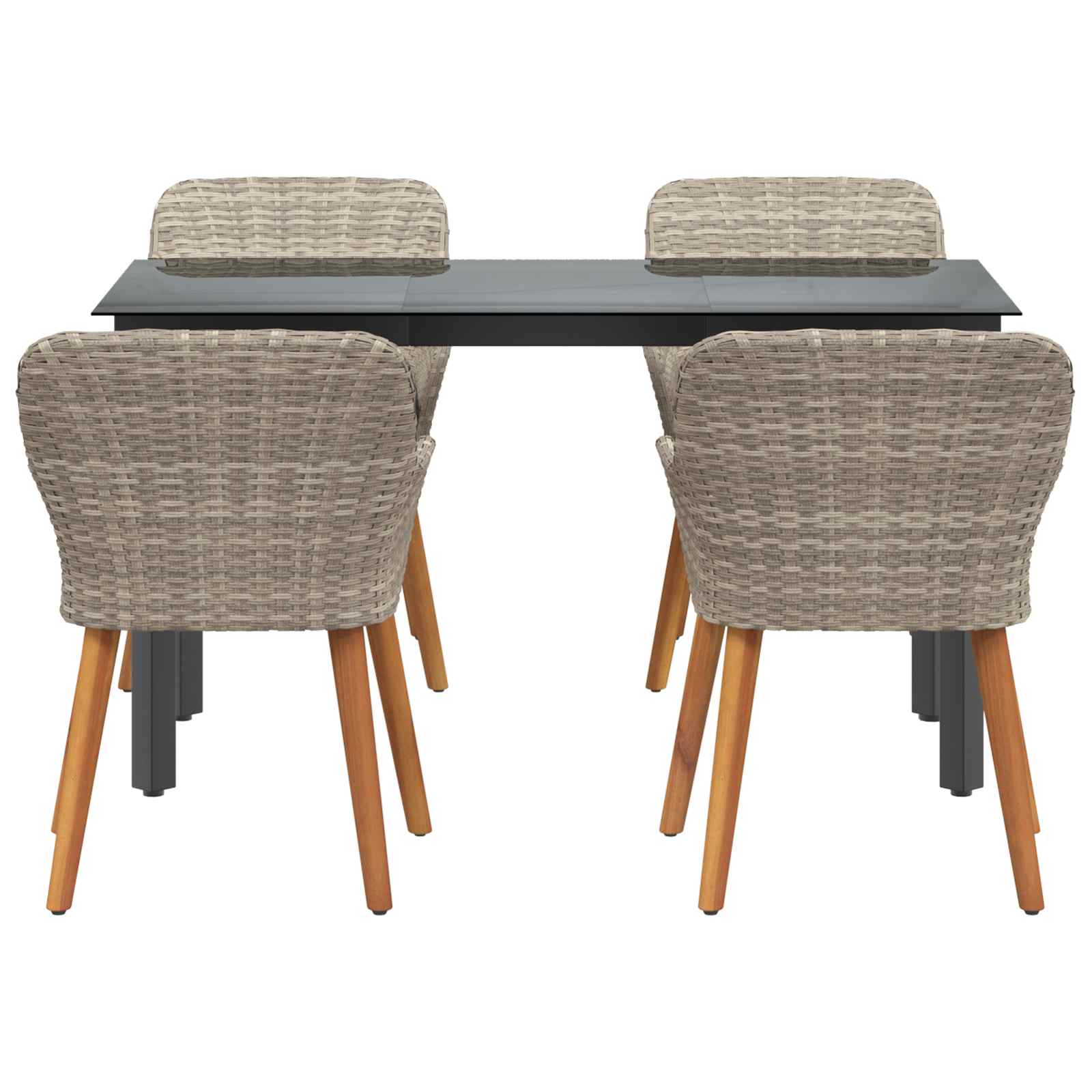 Ensemble de salle à manger pour jardin 5 pcs Gris clair