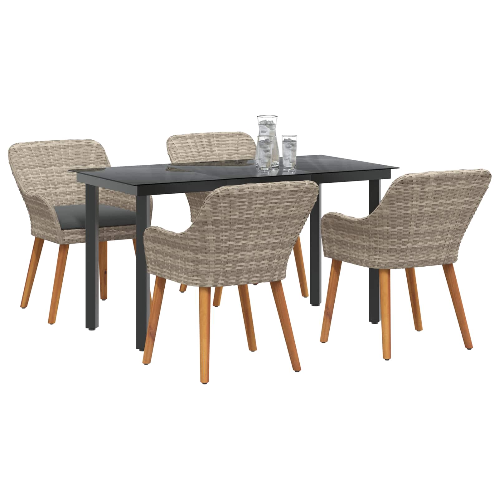Ensemble de salle à manger pour jardin 5 pcs Gris clair