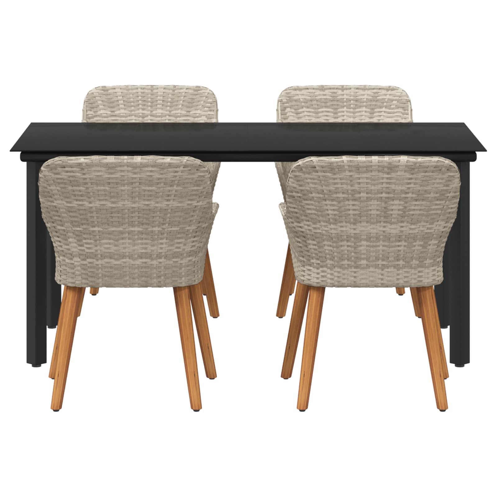 Ensemble de salle à manger pour jardin 5 pcs Gris clair