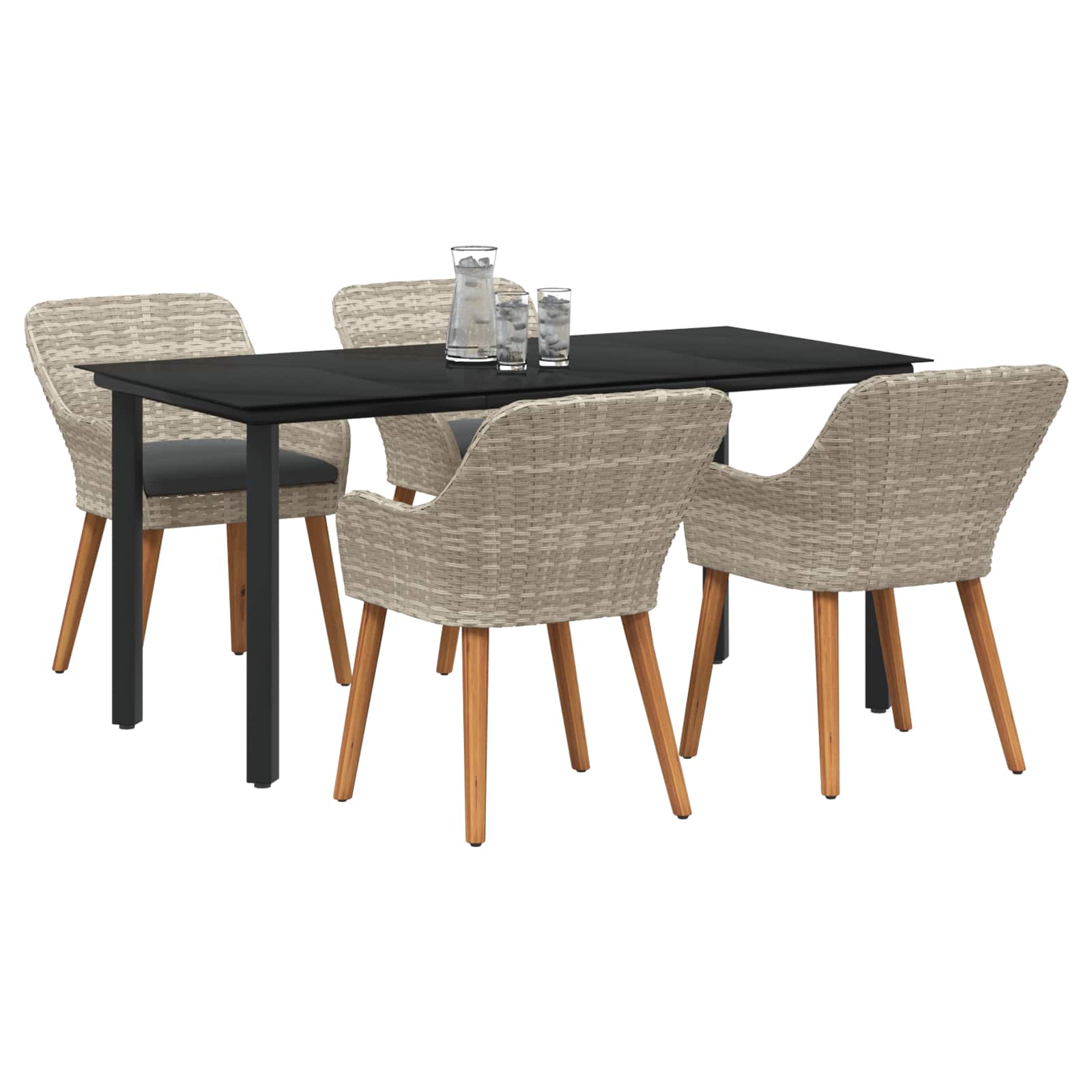 Ensemble de salle à manger pour jardin 5 pcs Gris clair