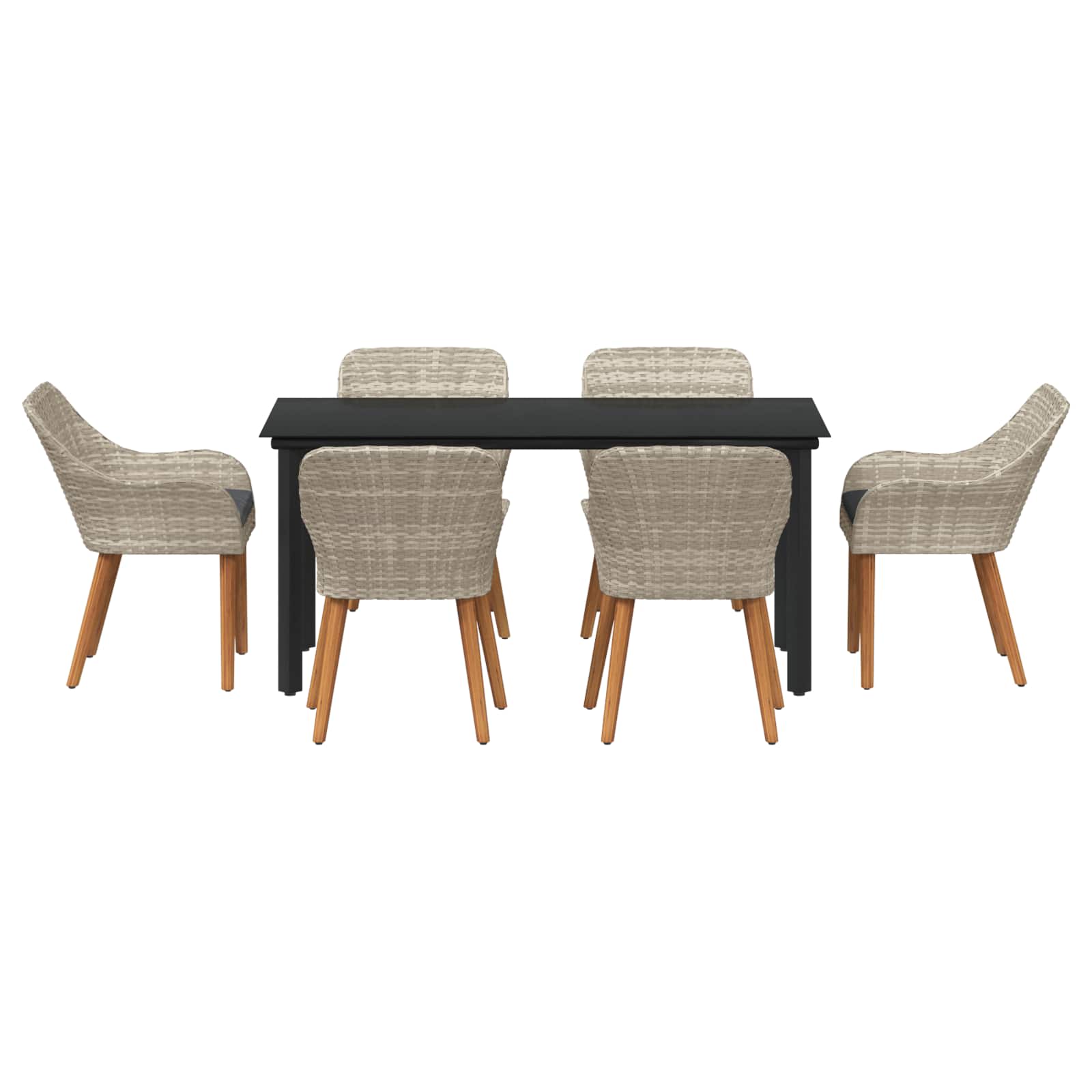 Ensemble de salle à manger pour jardin 7 pcs Gris clair