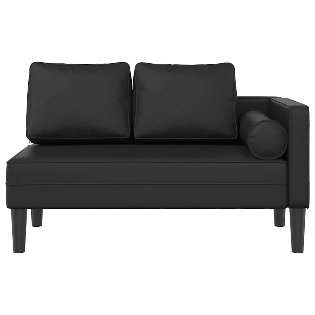 Chaise longue avec coussins noir similicuir - XIOS