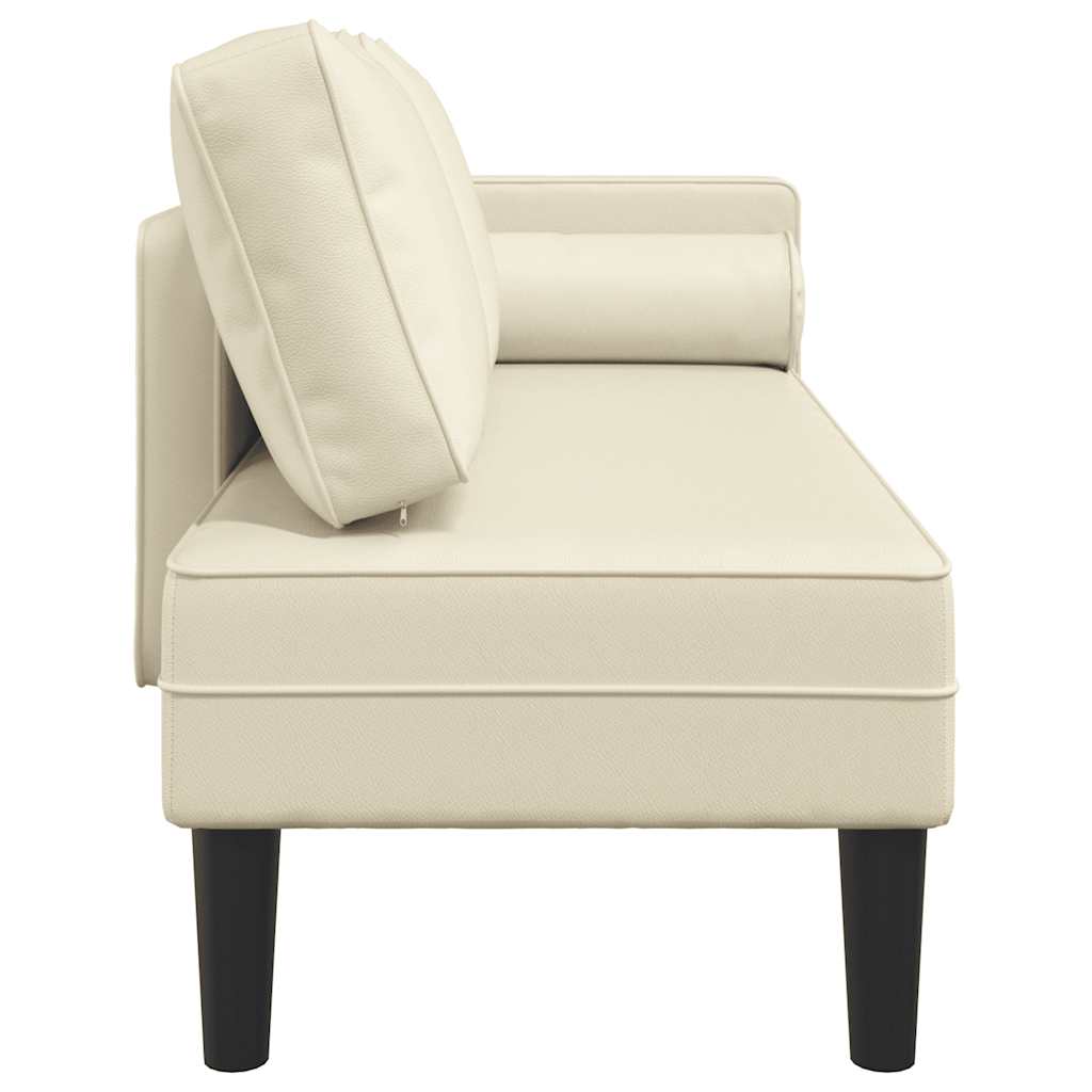 Chaise longue avec coussins crème similicuir - XIOS
