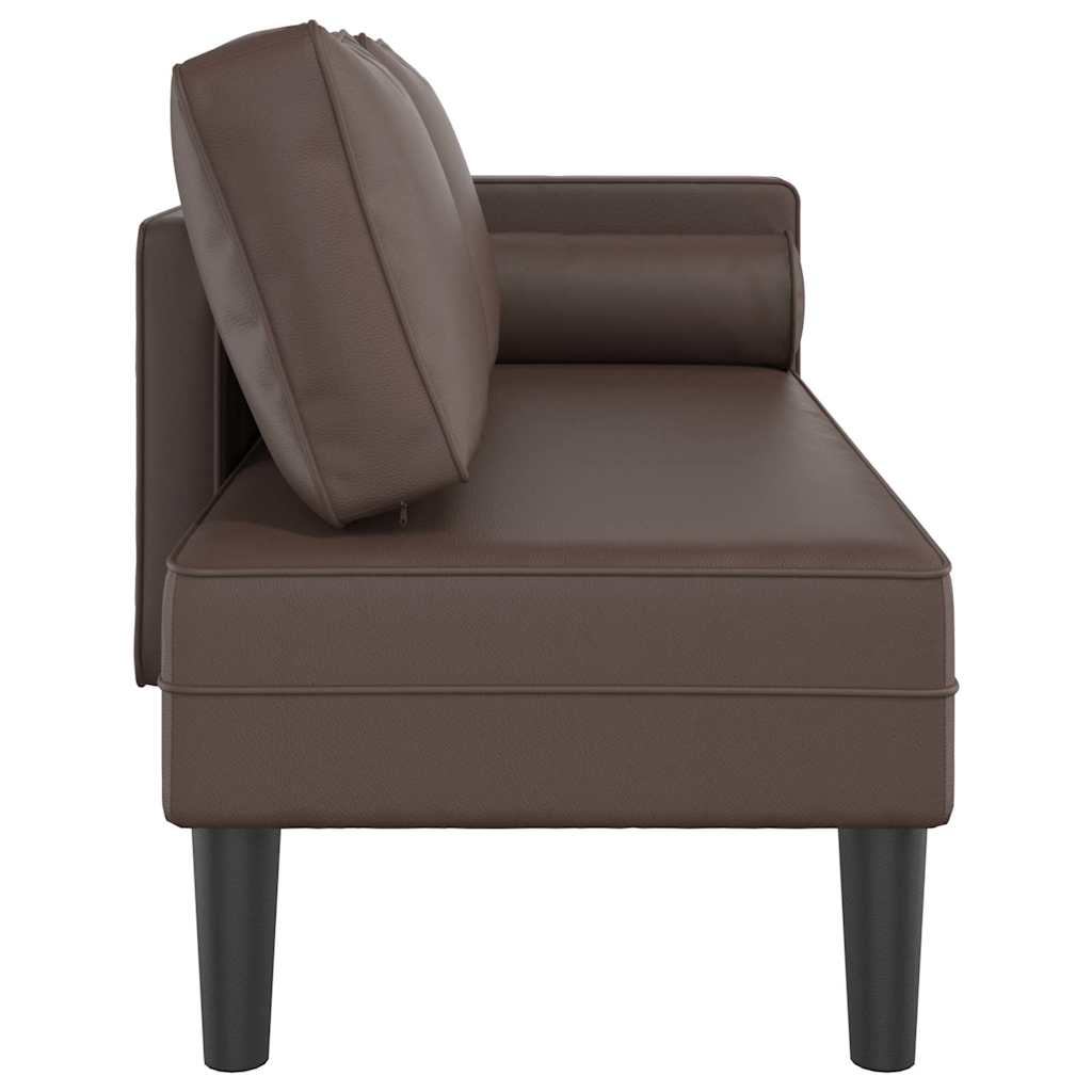 Chaise longue avec coussins marron similicuir - XIOS