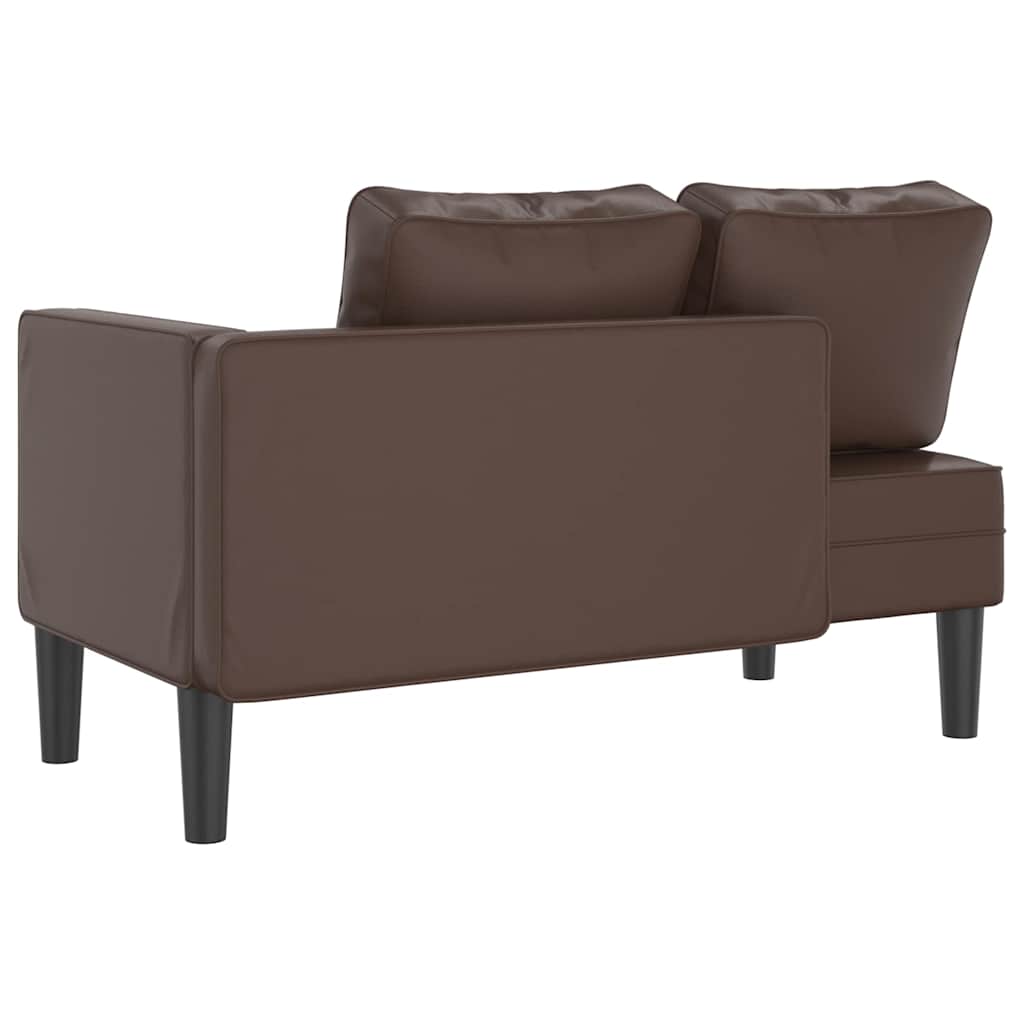 Chaise longue avec coussins marron similicuir - XIOS