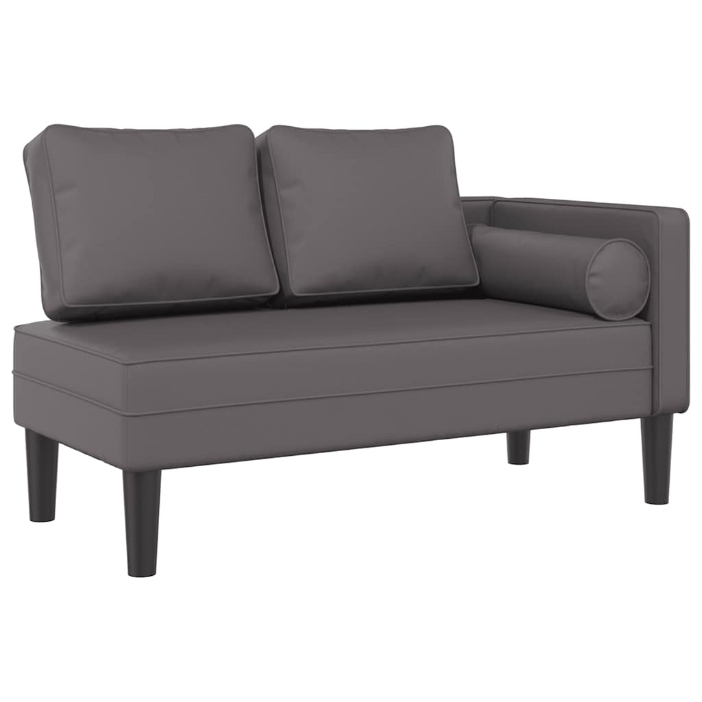 Chaise longue avec coussins gris similicuir - XIOS