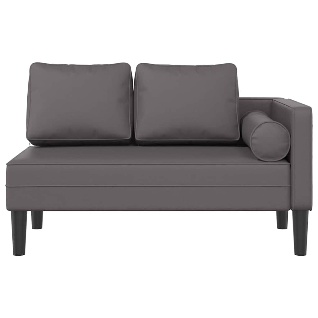 Chaise longue avec coussins gris similicuir - XIOS