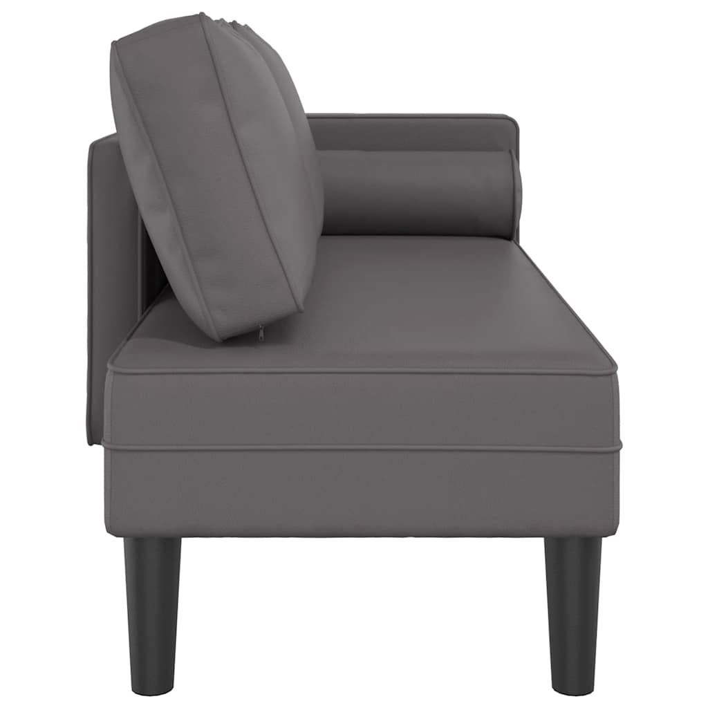 Chaise longue avec coussins gris similicuir - XIOS