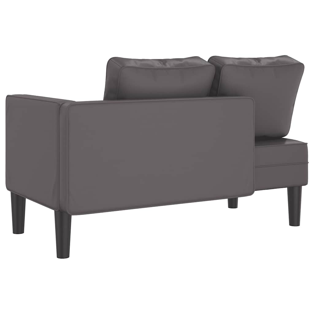 Chaise longue avec coussins gris similicuir - XIOS