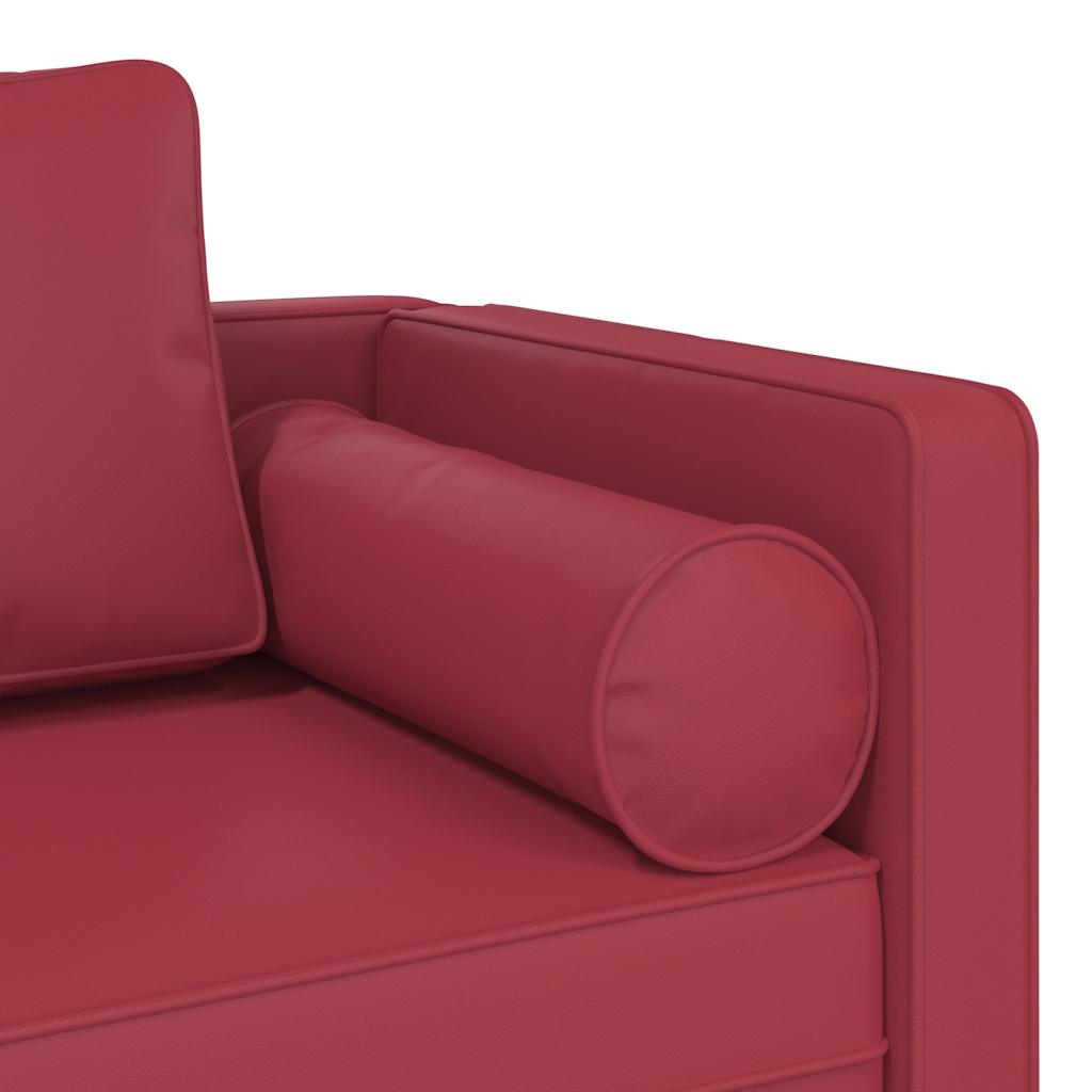 Chaise longue avec coussins rouge bordeaux similicuir