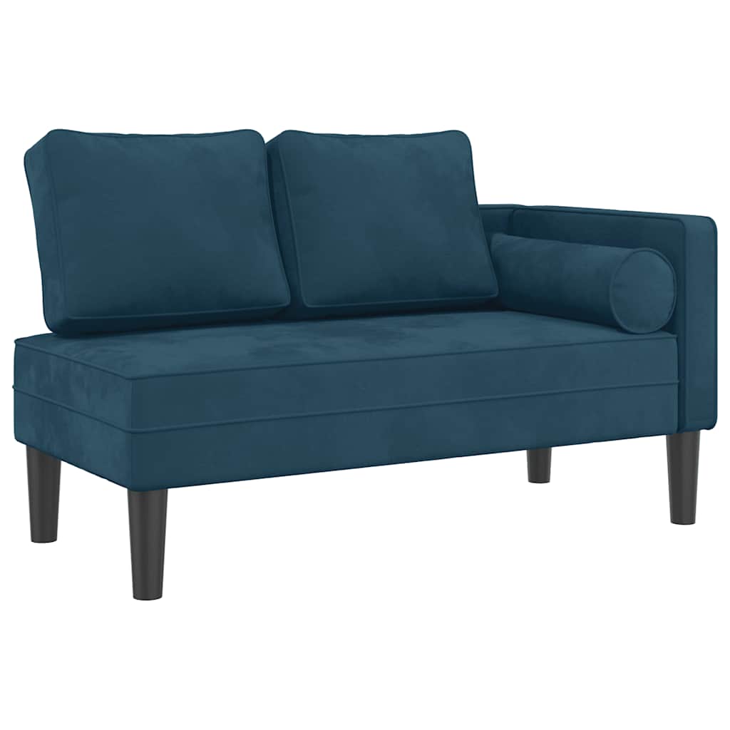 Chaise longue avec coussins bleu velours - XIOS