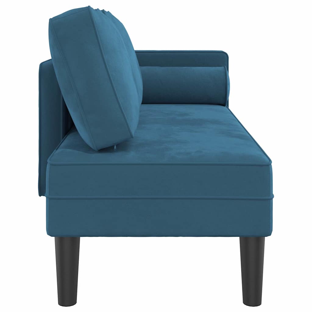 Chaise longue avec coussins bleu velours - XIOS