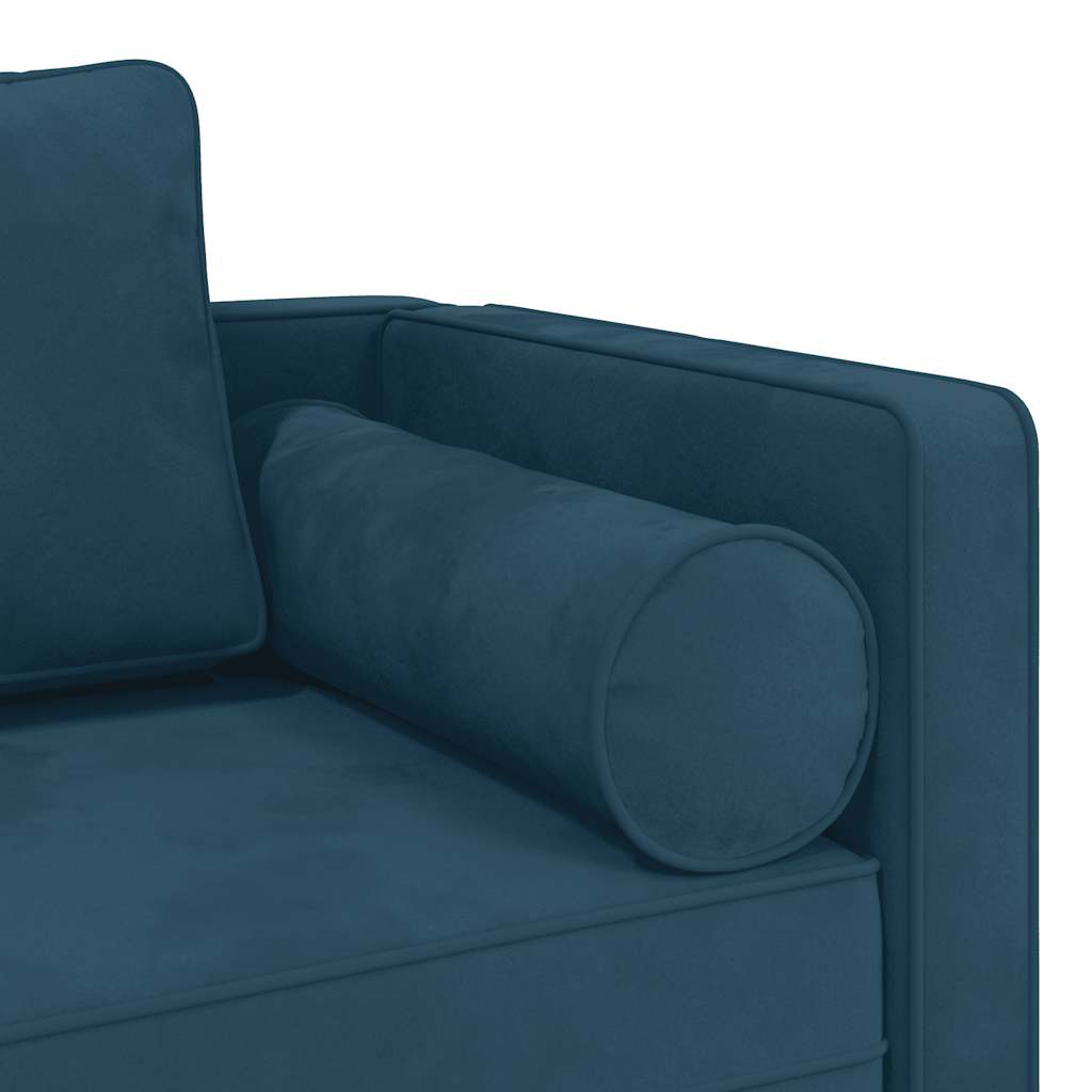 Chaise longue avec coussins bleu velours - XIOS