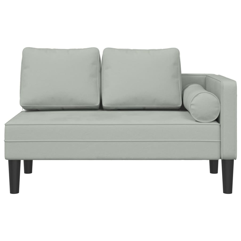 Chaise longue avec coussins gris clair velours - XIOS
