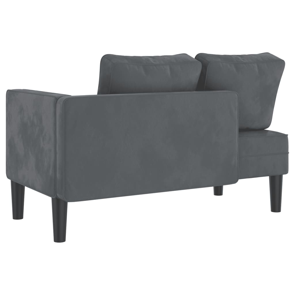 Chaise longue avec coussins gris foncé velours - XIOS
